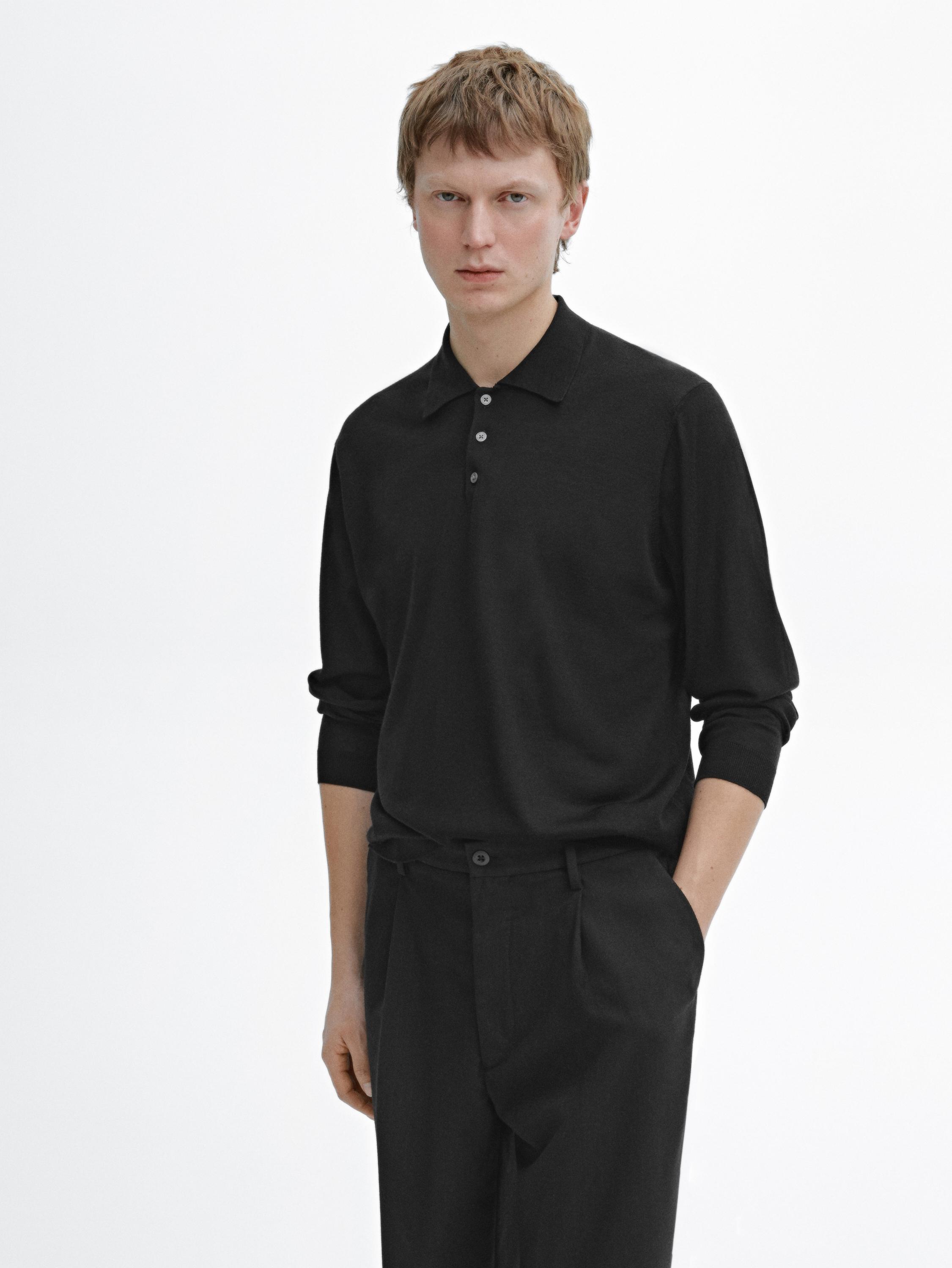 Jersey punto cuello polo lana merino
