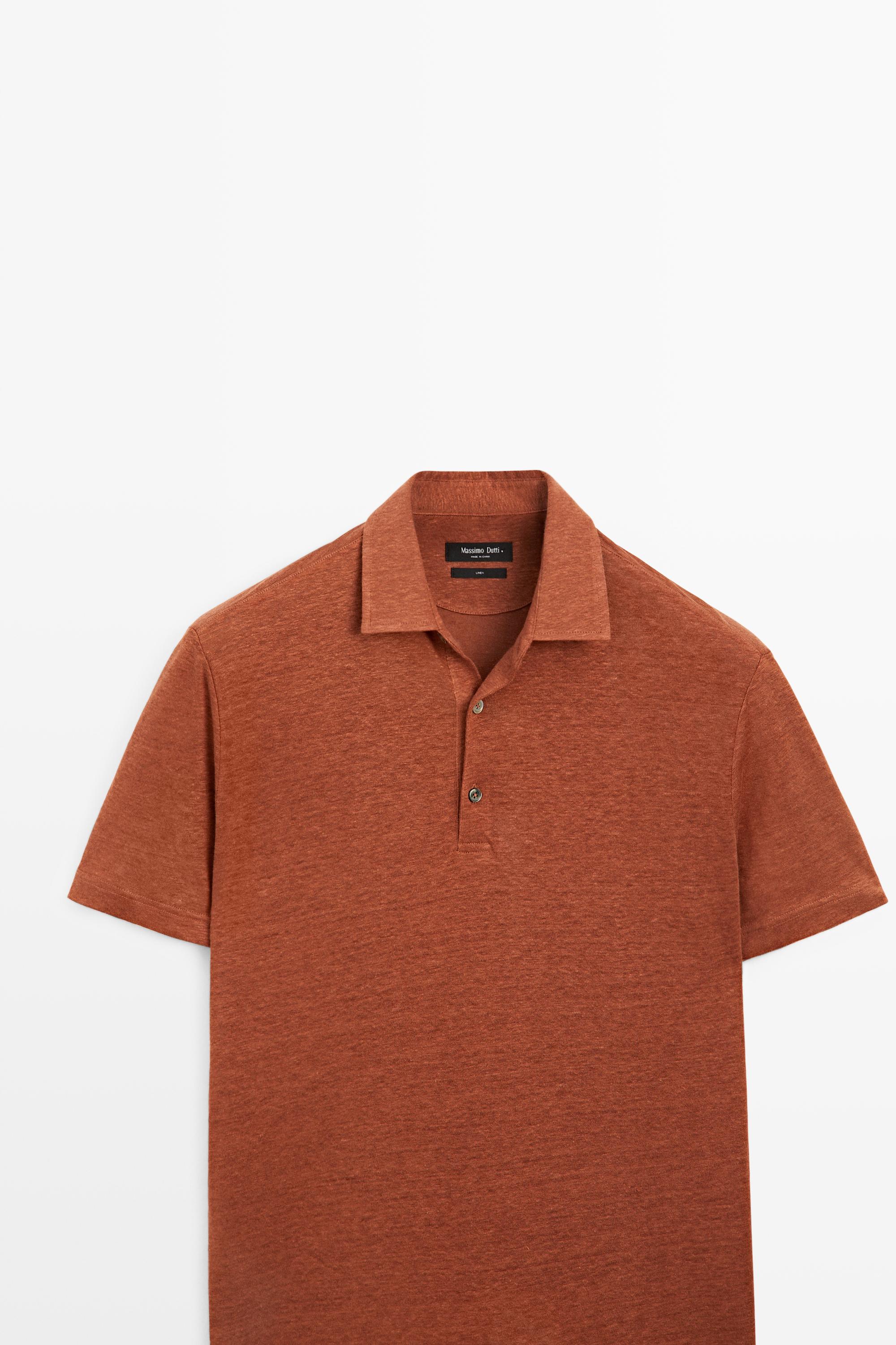 100% linen short sleeve polo shirt — Washed