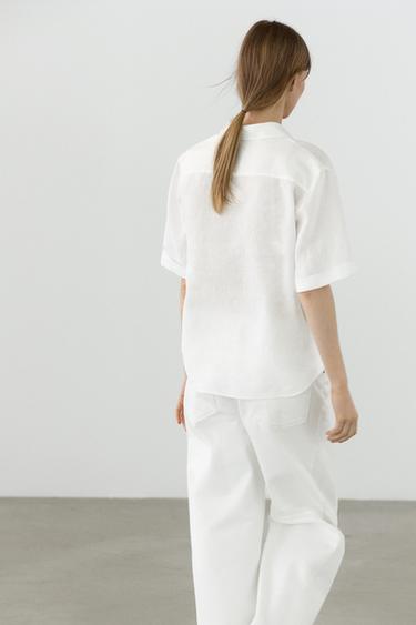 Short sleeve linen polo shirt — WHITE 8