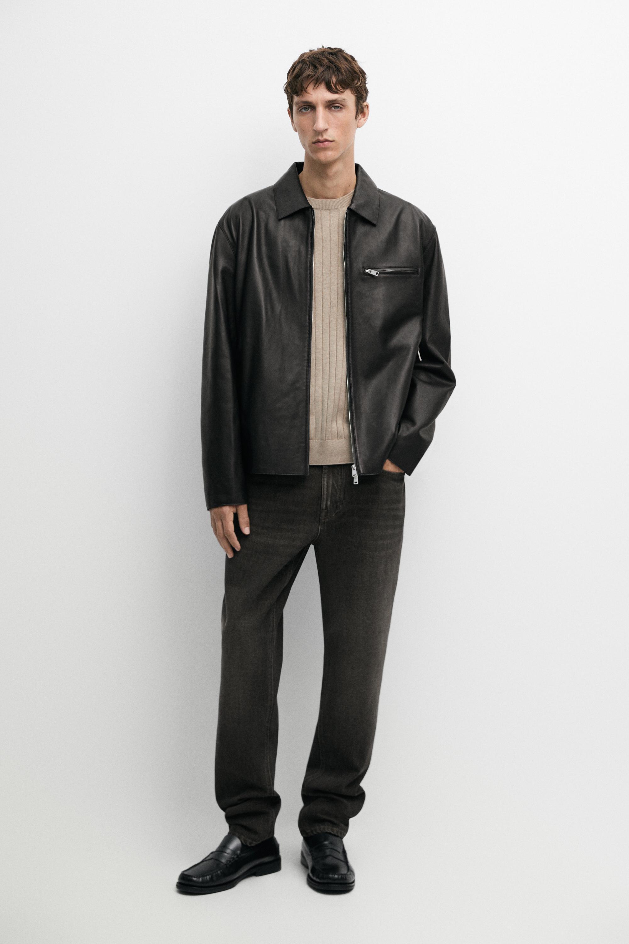 Stonewashed tapered-fit jeans