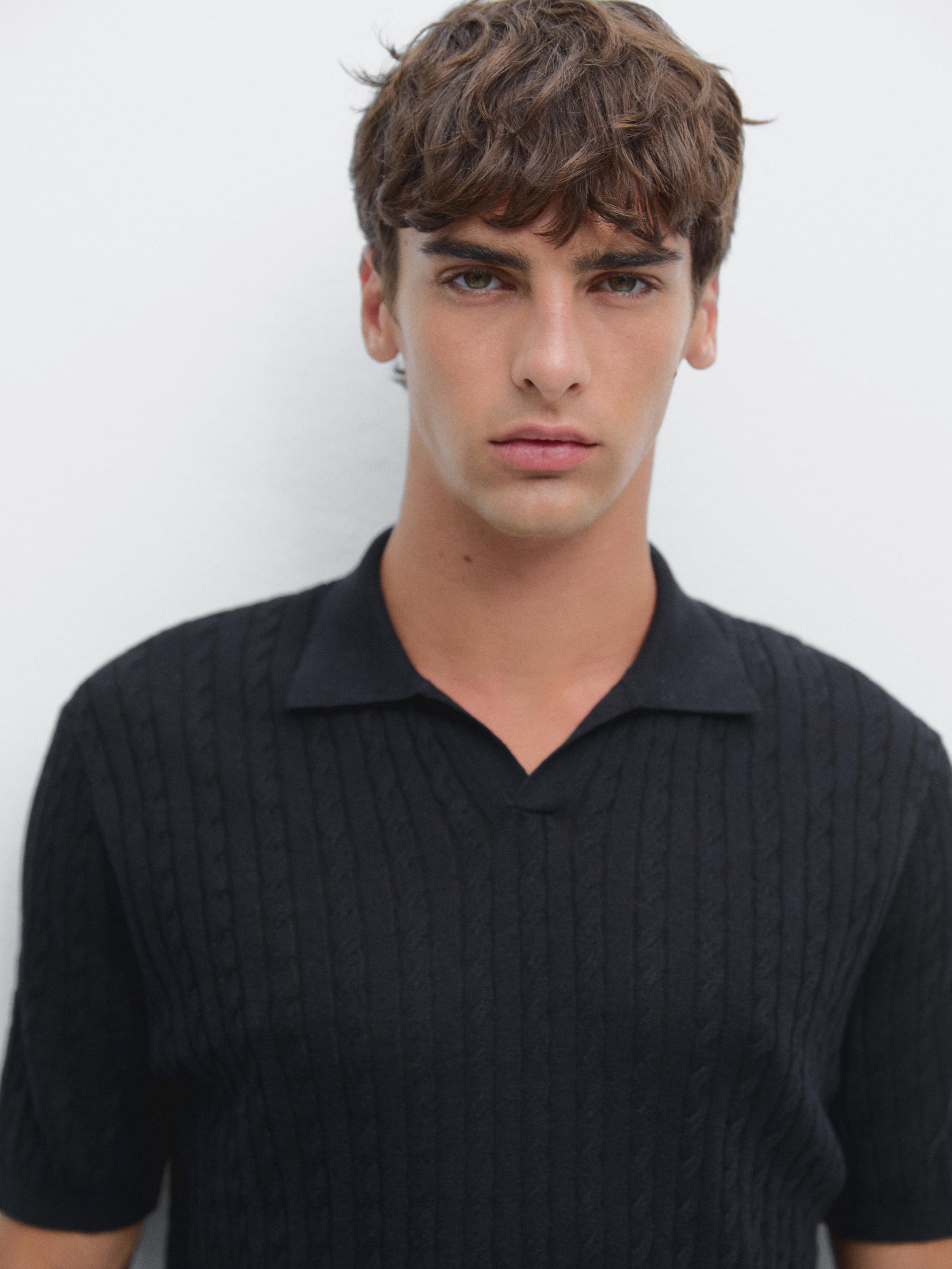 Polo in maglia intrecciata