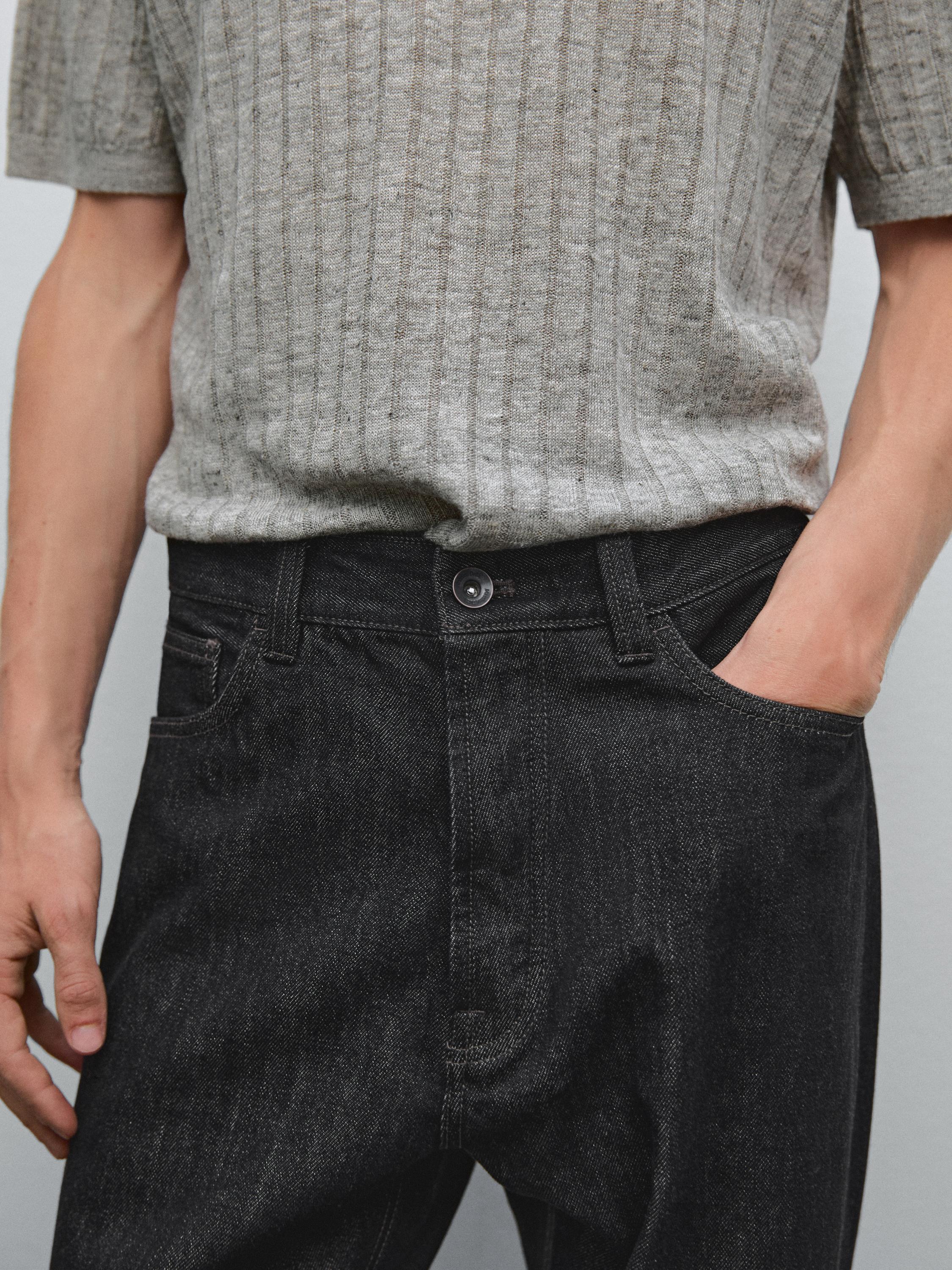 Tapered fit cotton selvedge jeans