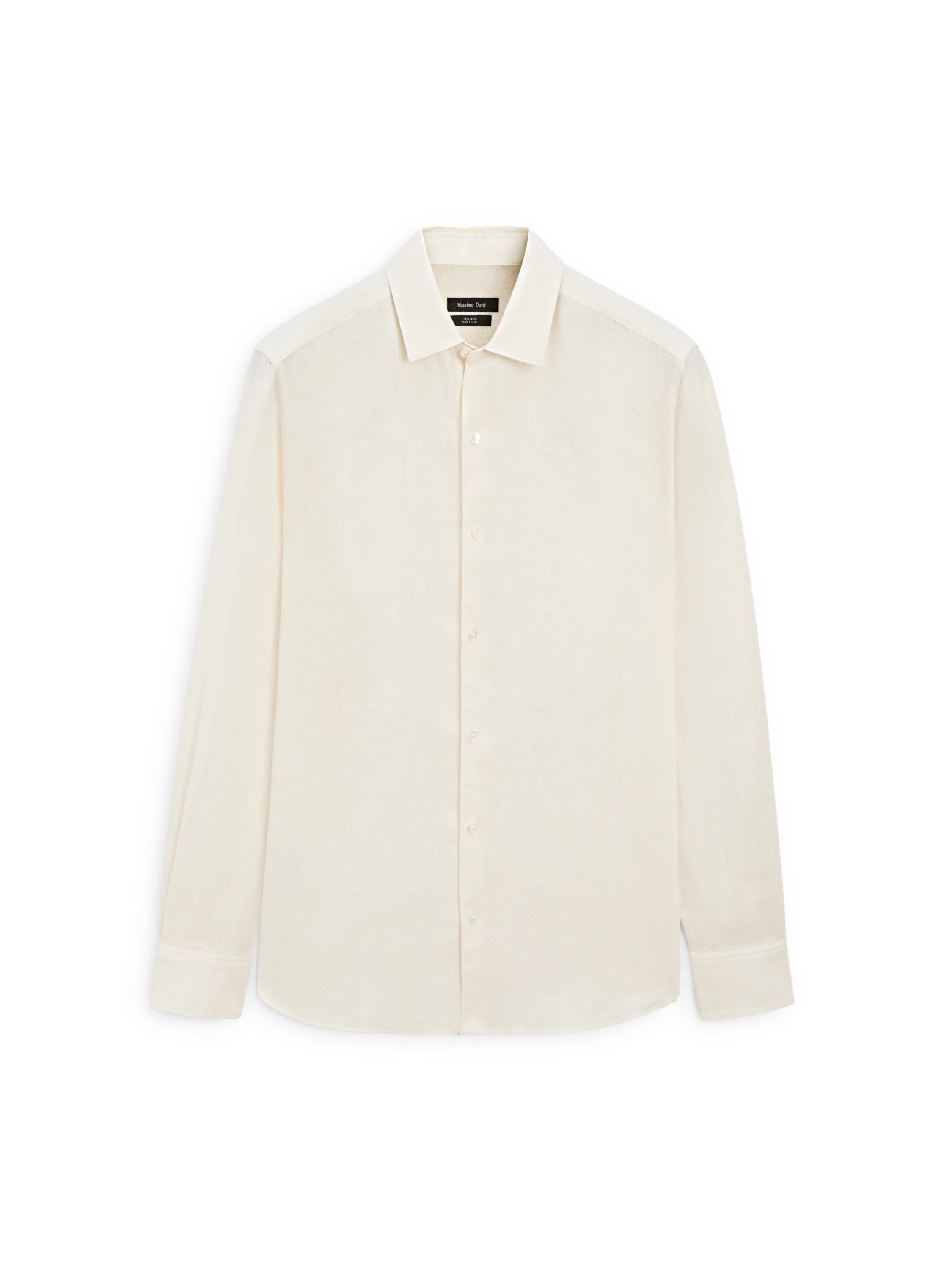 Extra fine regular fit linen shirt — BEIGE