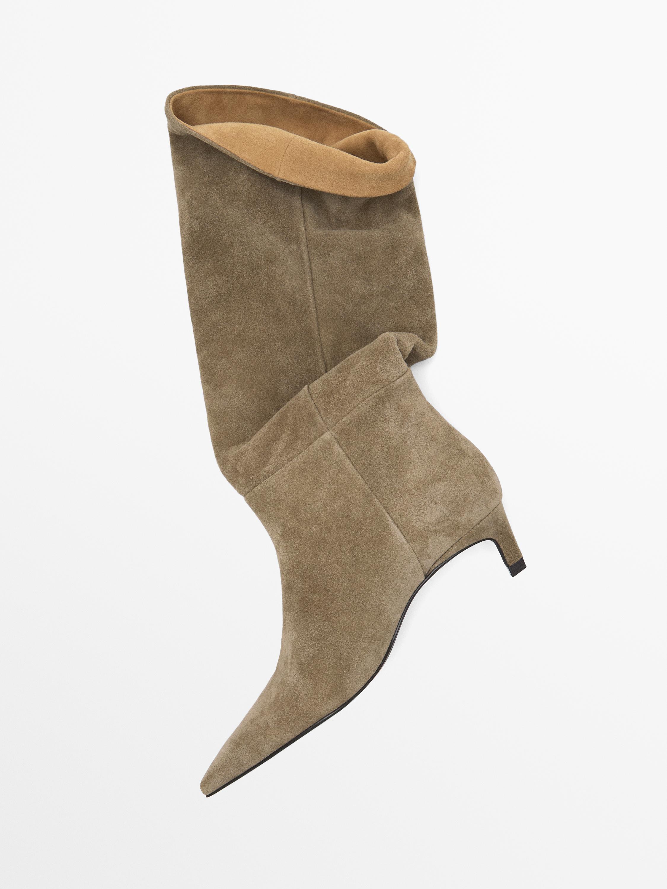 Absatz-Stiefel aus Rauleder