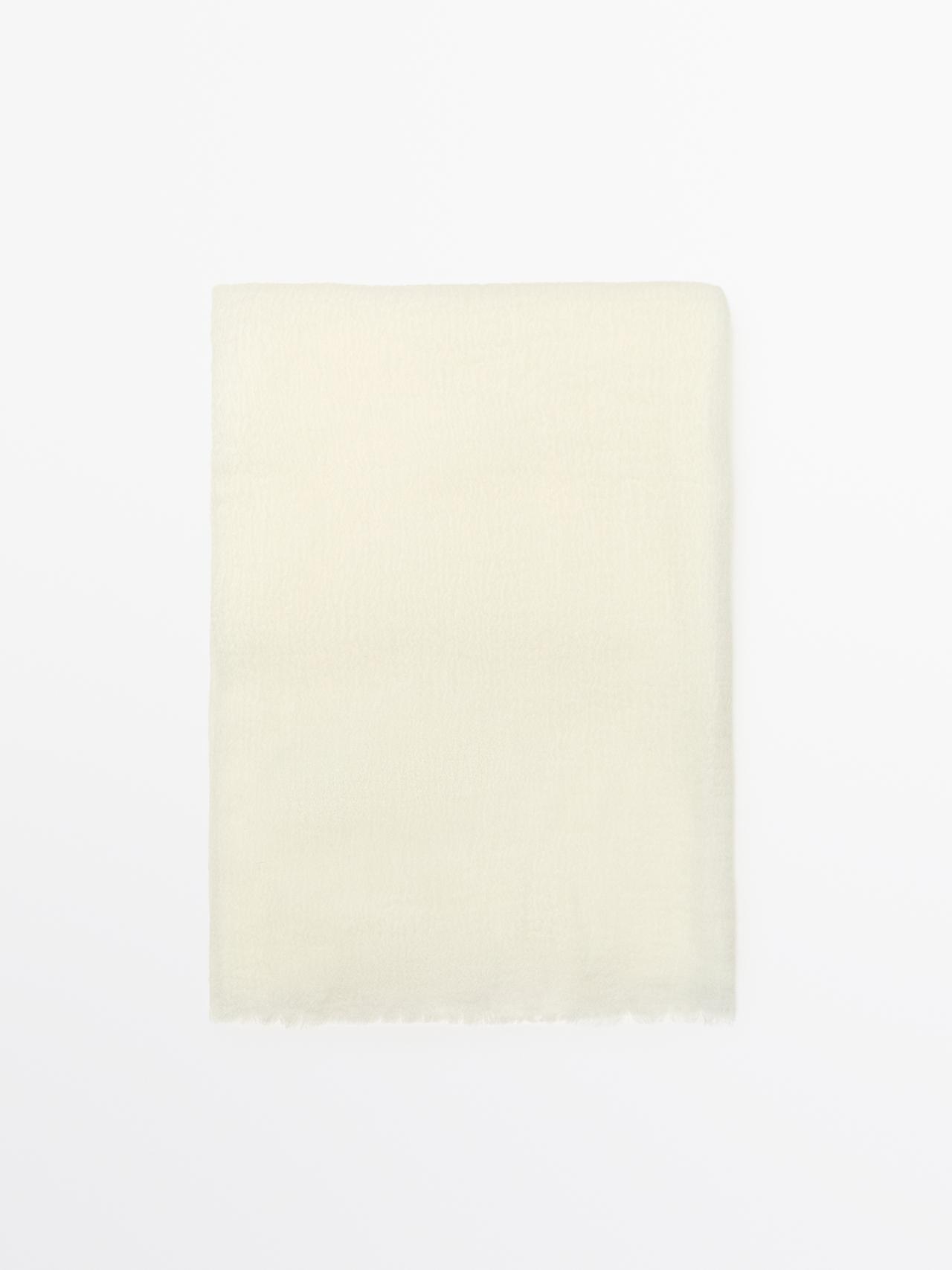 Massimo Dutti - Dame - Tørklæde I Uld - Råhvid - 01