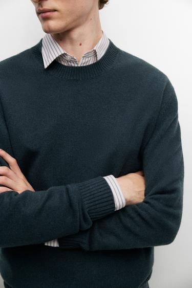 Cashmere round neck knit sweater — BLUE 8