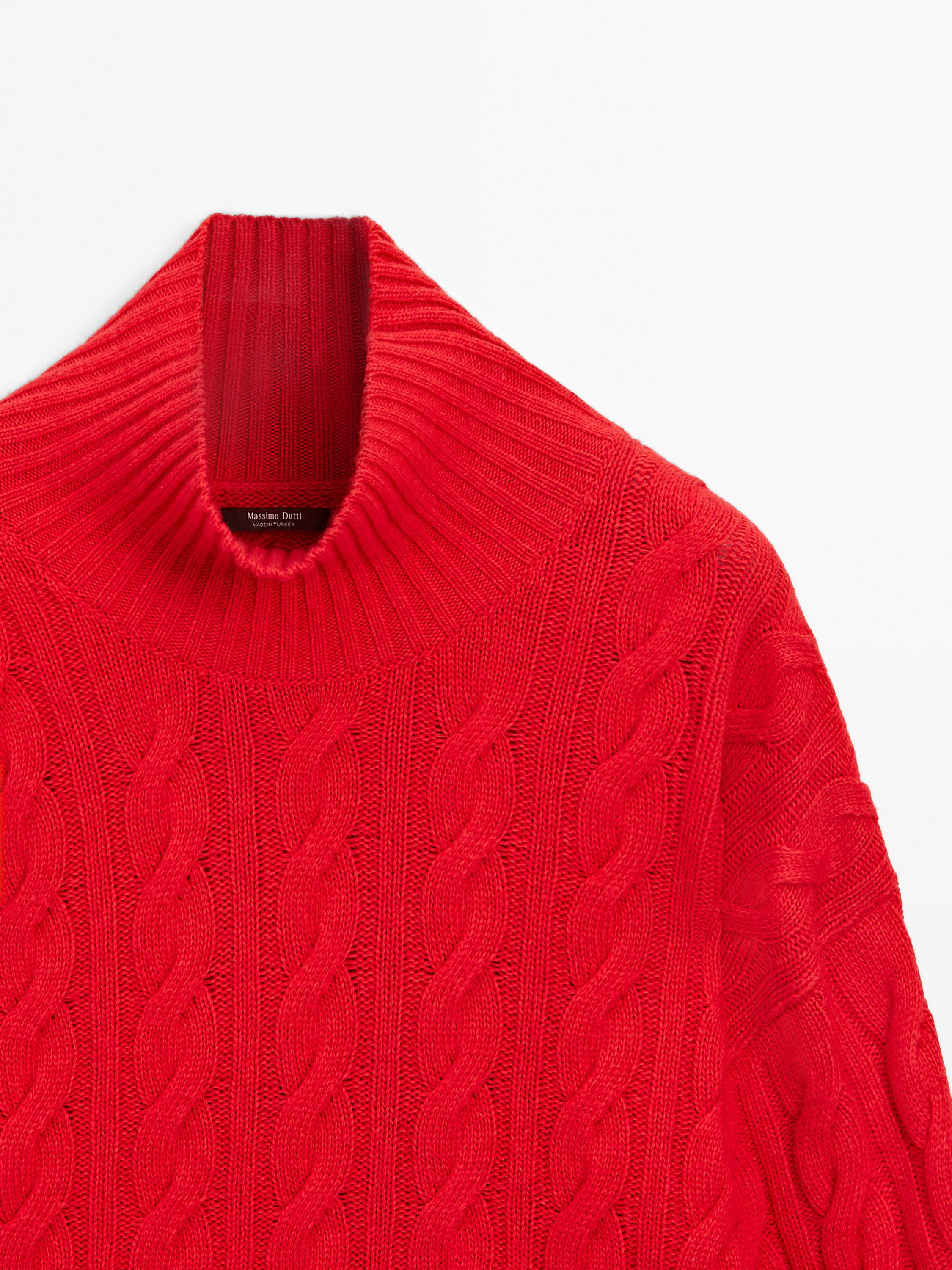 Wool blend cable-knit sweater