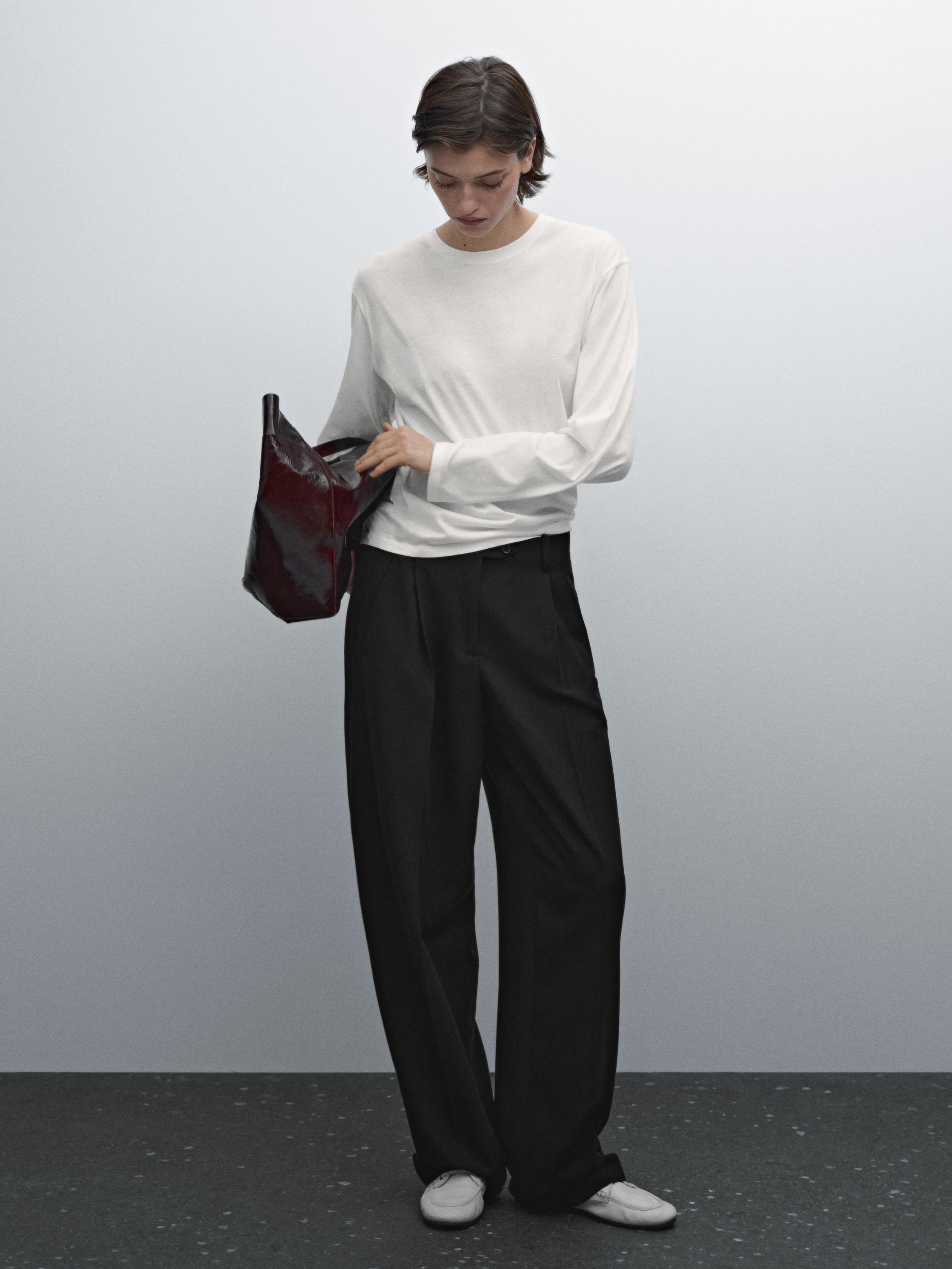 Darted trousers with tab detail