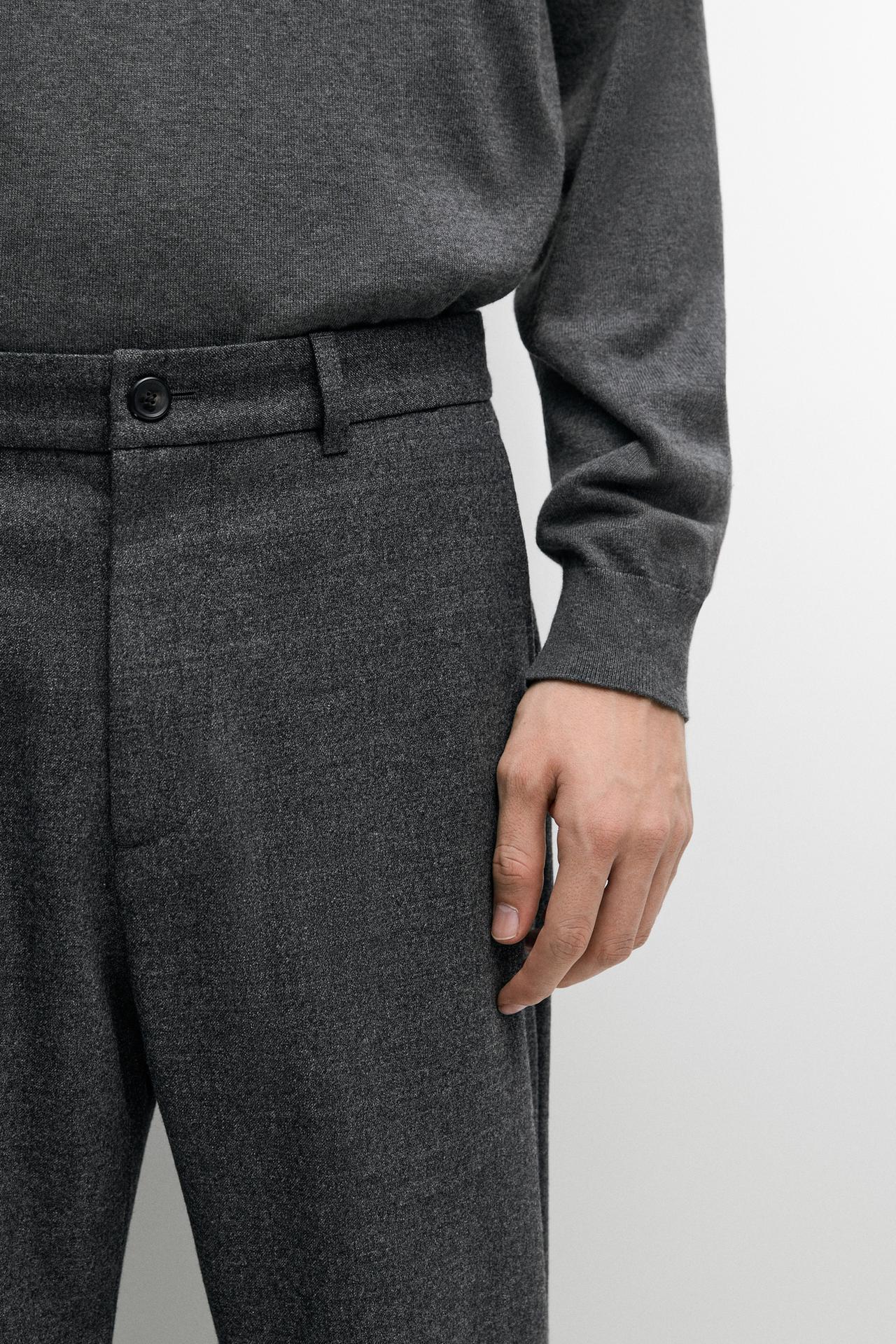 Wool blend jogger fit pants — CHARCOAL