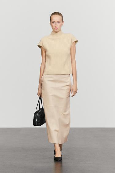 100% cashmere ribbed knit vest — Vanilla 1