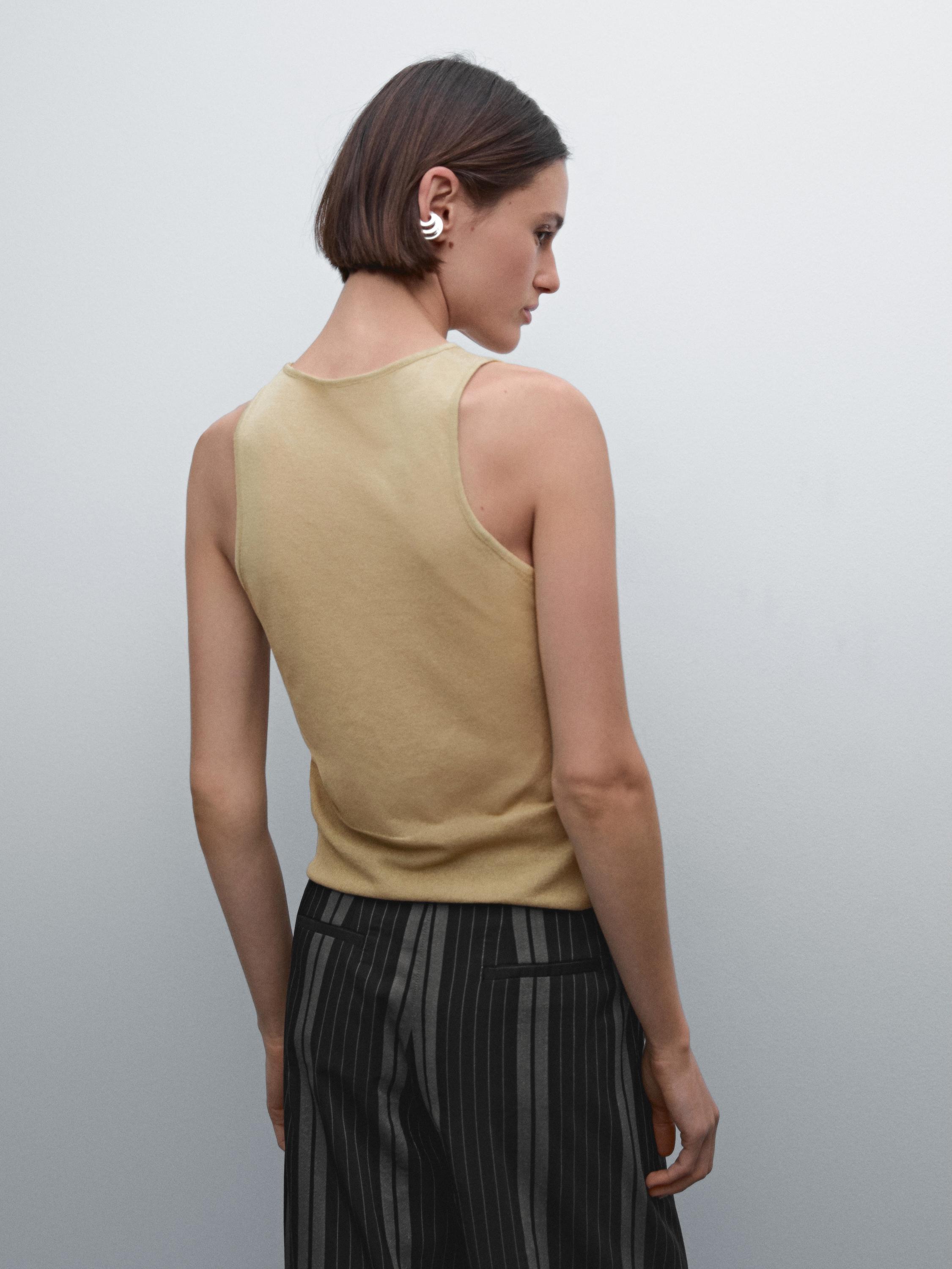 Semi-sheer crew neck top