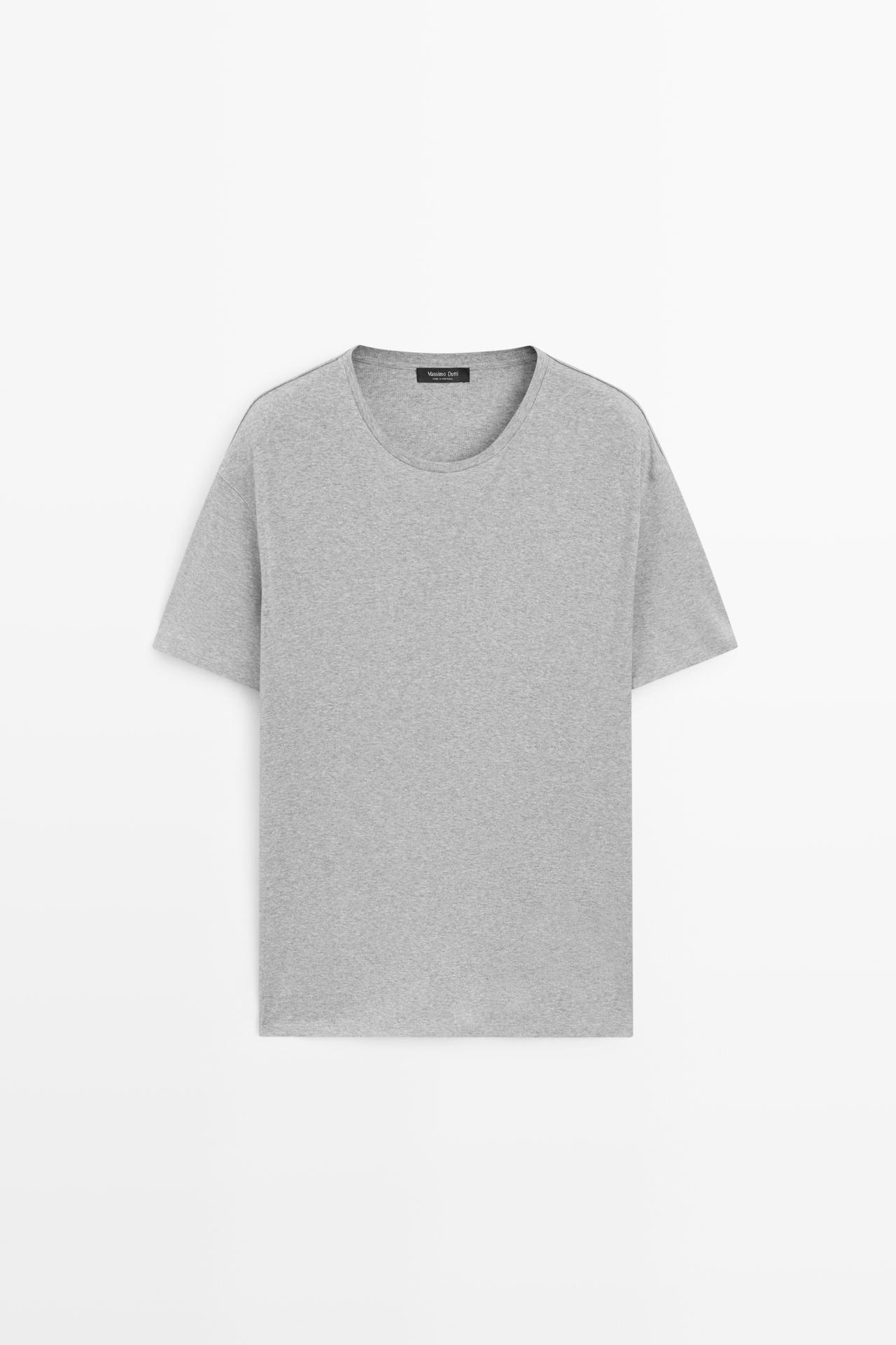 Melange 100% cotton short sleeve T-shirt — GREY MARL