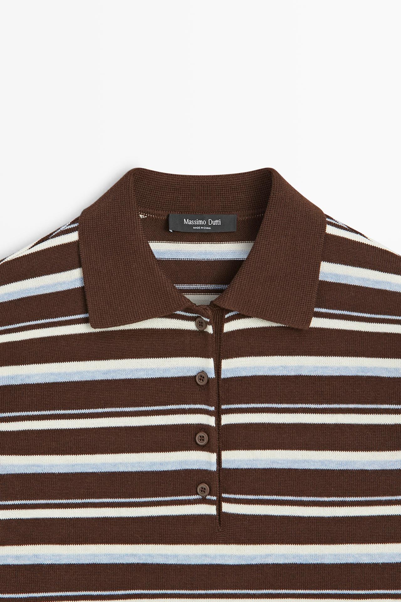 100% cotton striped polo shirt — BROWN