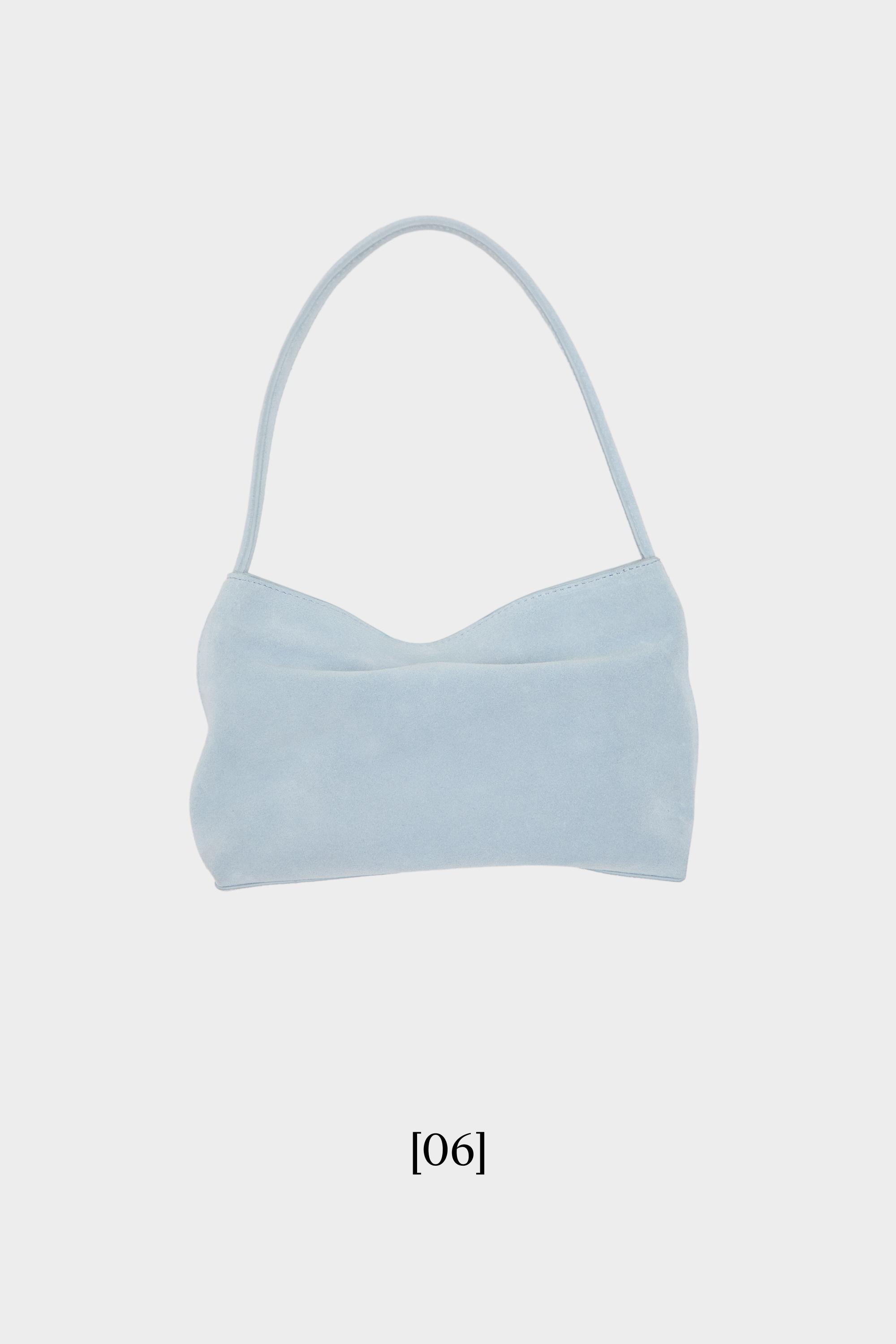 Split suede leather shoulder bag — Light blue