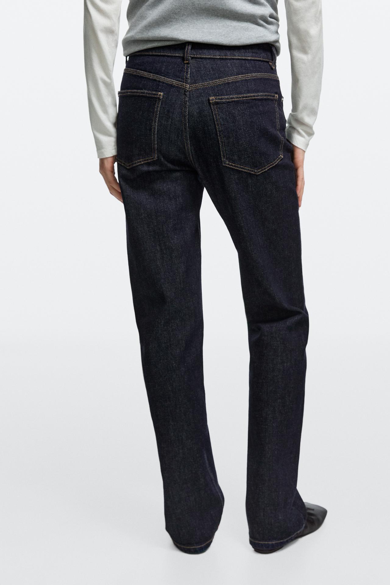 Mid-waist straight-leg jeans — DARK BLUE