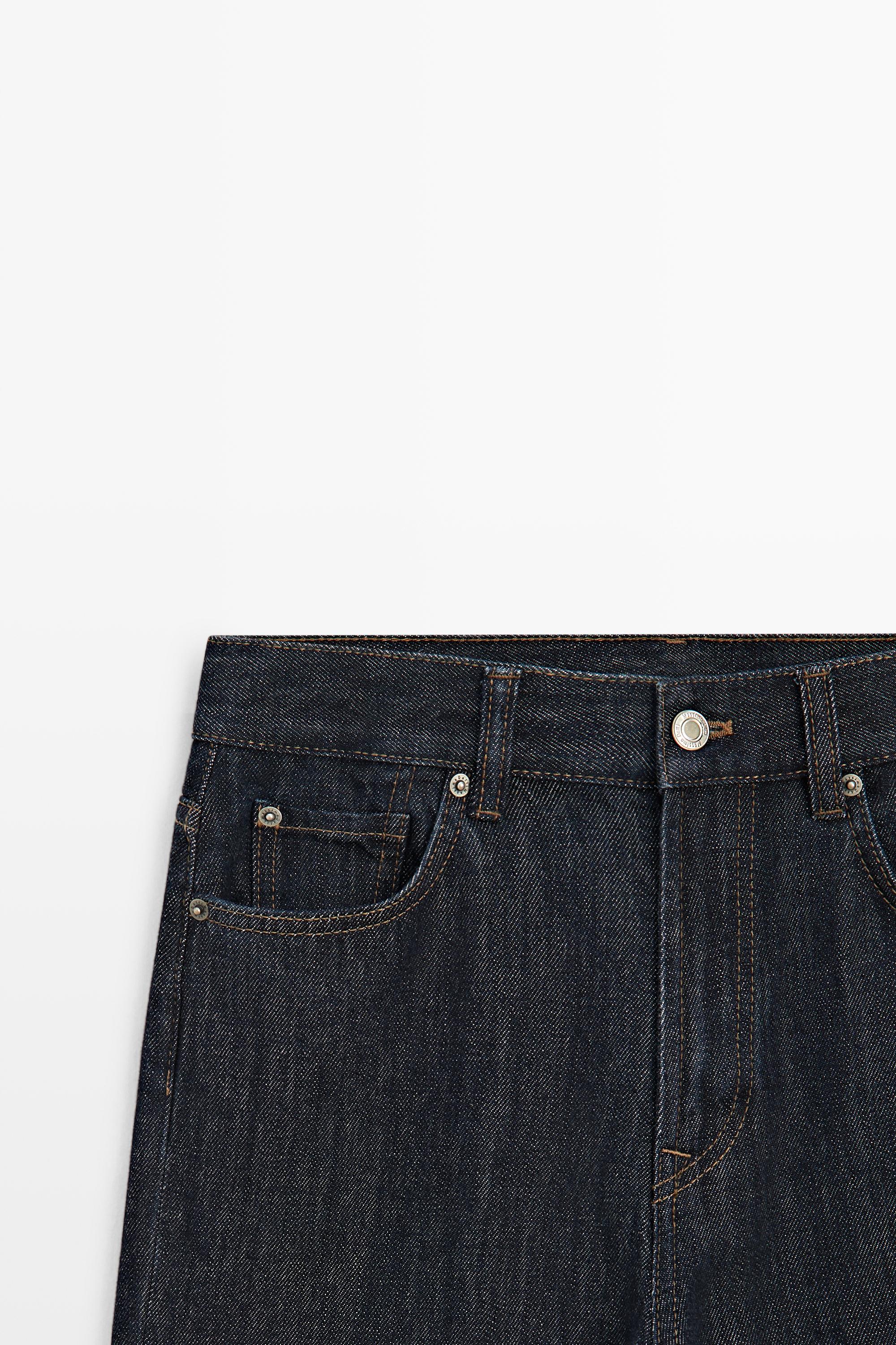 High-waist straight-leg jeans — DARK BLUE