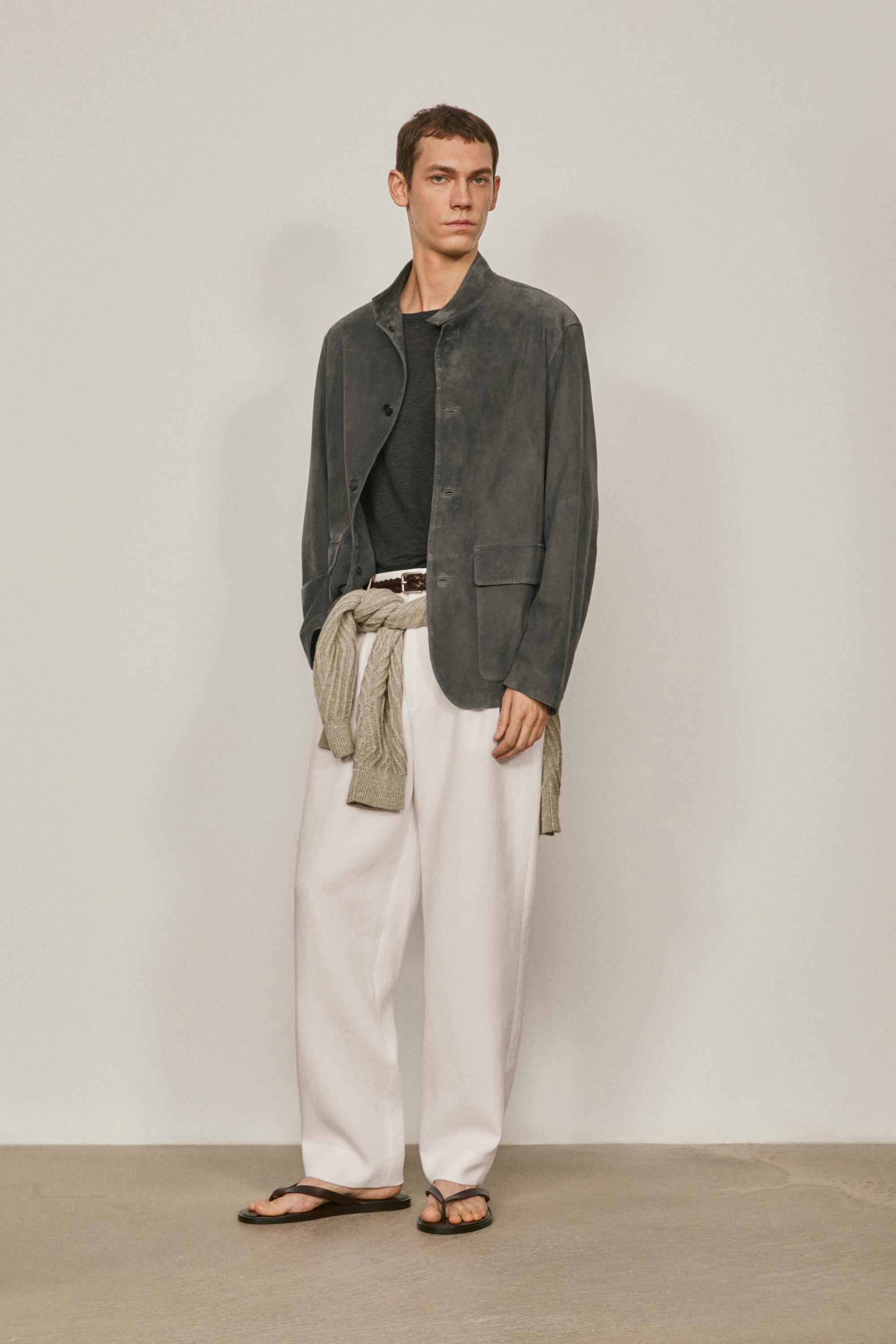 Suede leather overshirt with stand collar - LIMITED EDITION — ANTHRACITE GREY