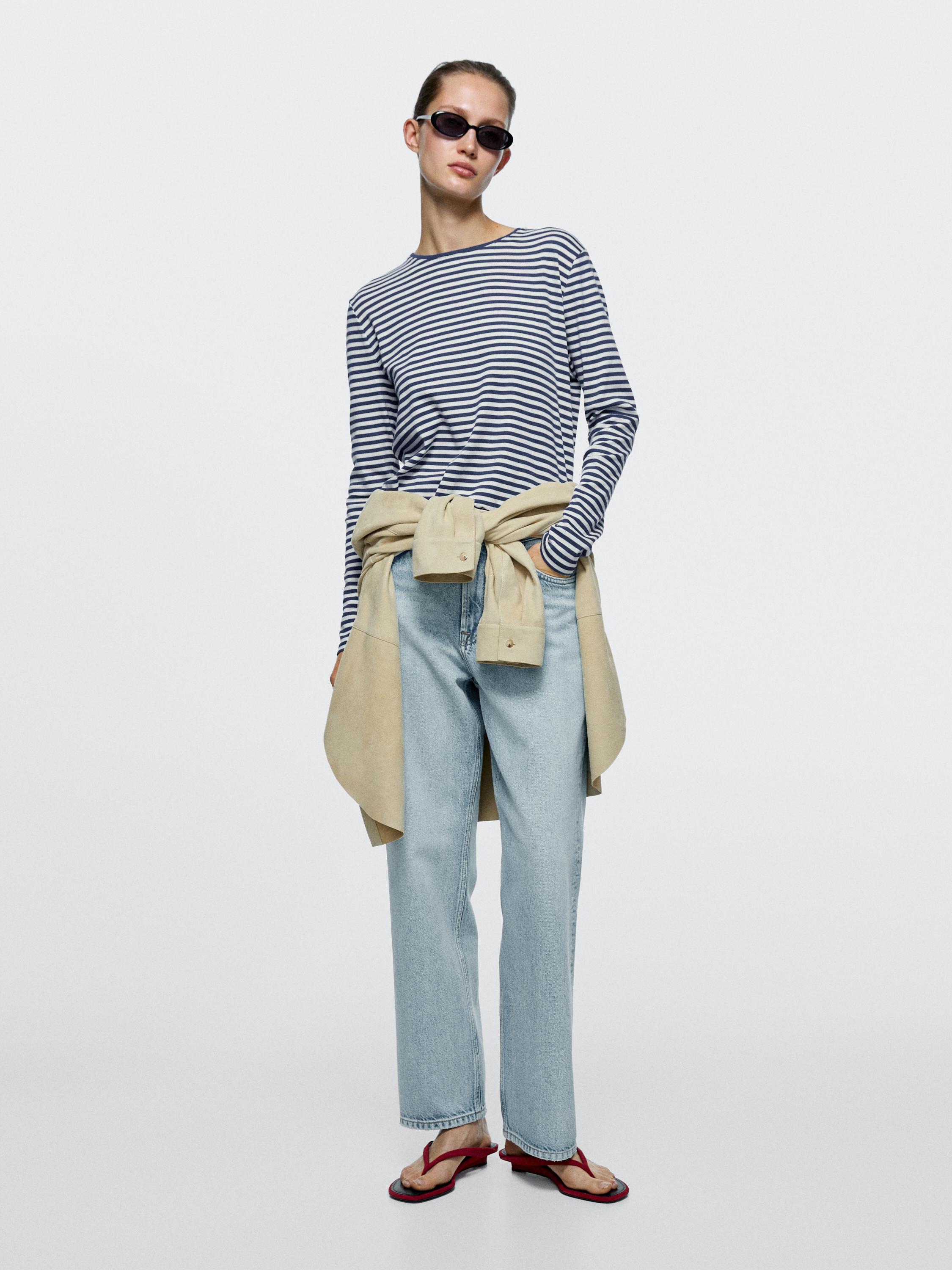 Straight-leg high-waist jeans — Light Blue