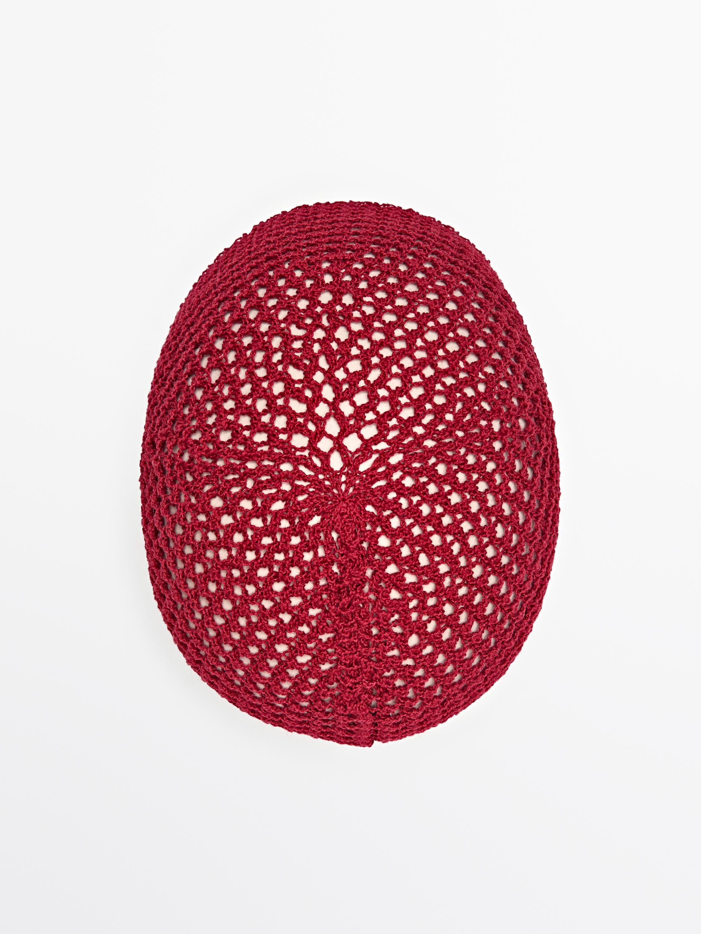 Cotton blend crochet beanie — RED