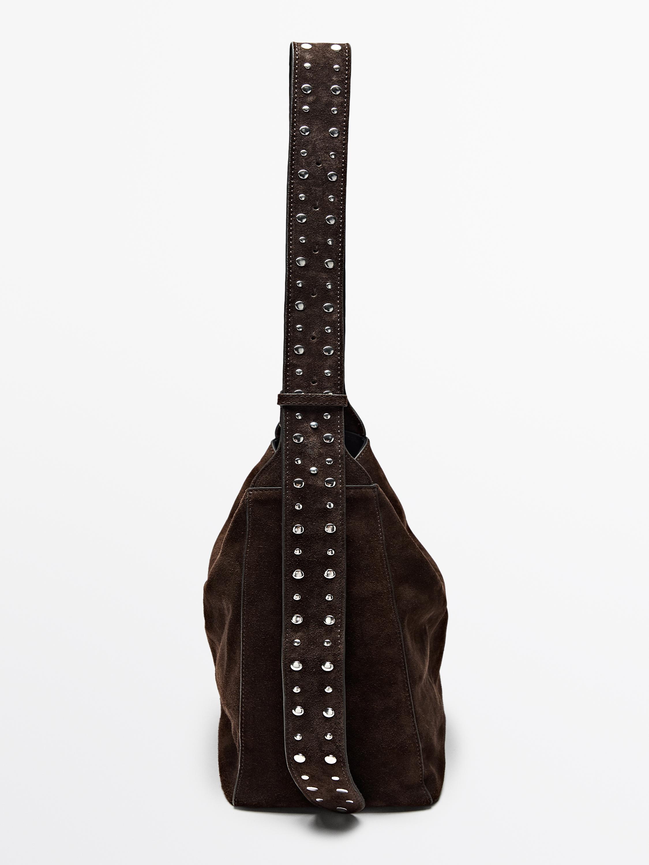 Bolso maxi bucket piel serraje