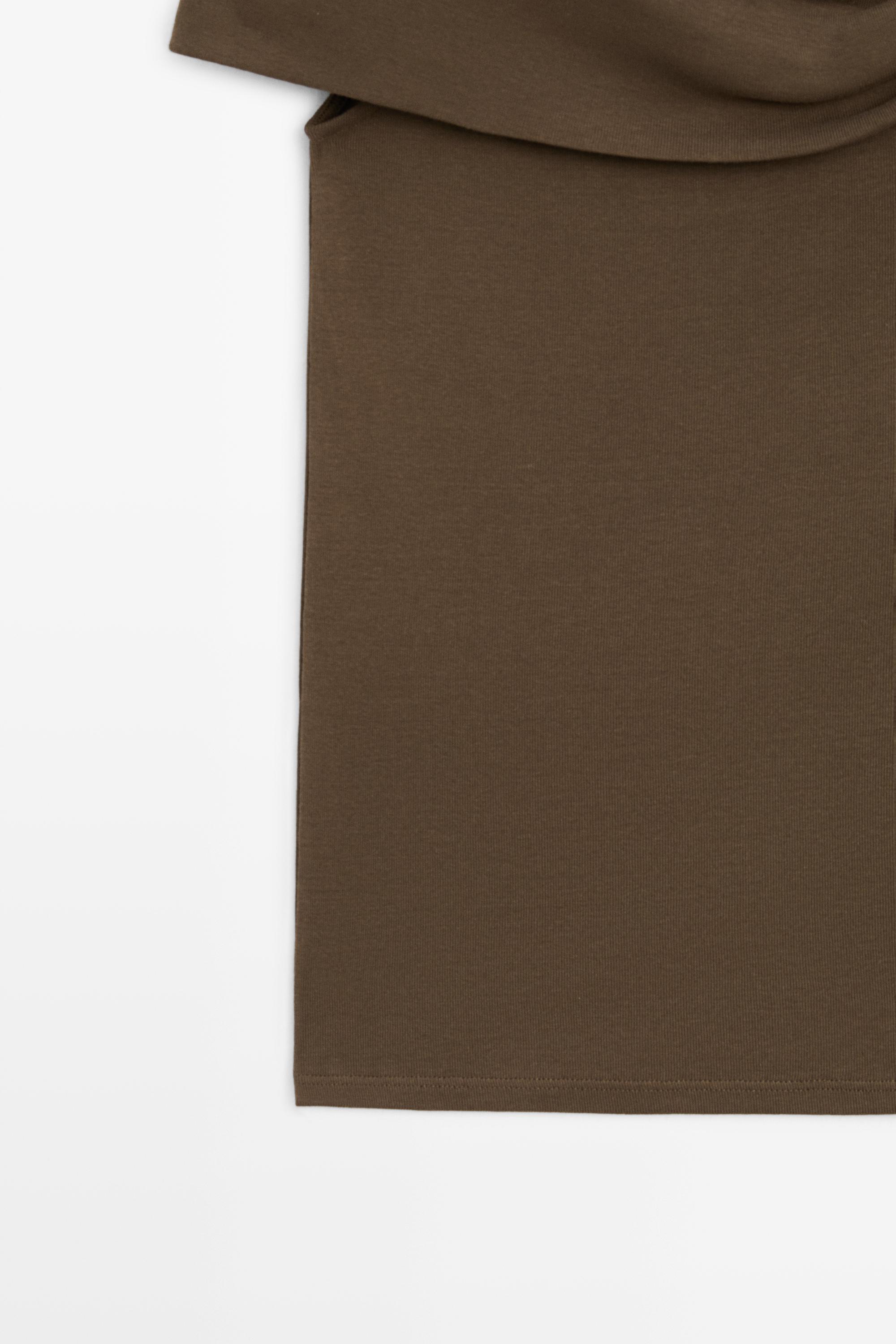 Off-the-shoulder top with jewel detail — KHAKI