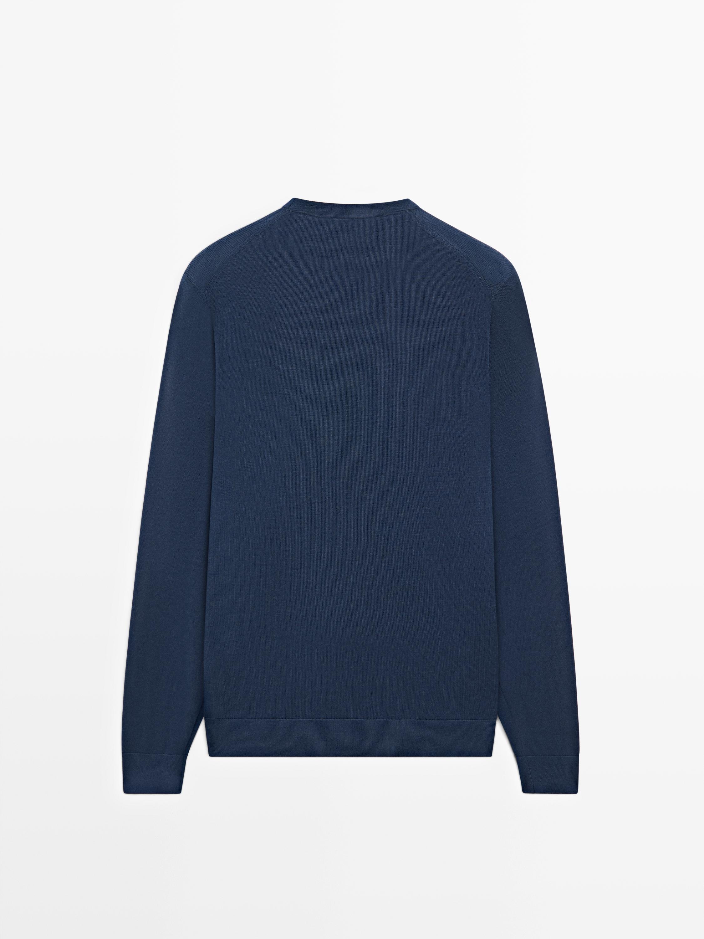 100% merino wool knit sweater — Prussian blue