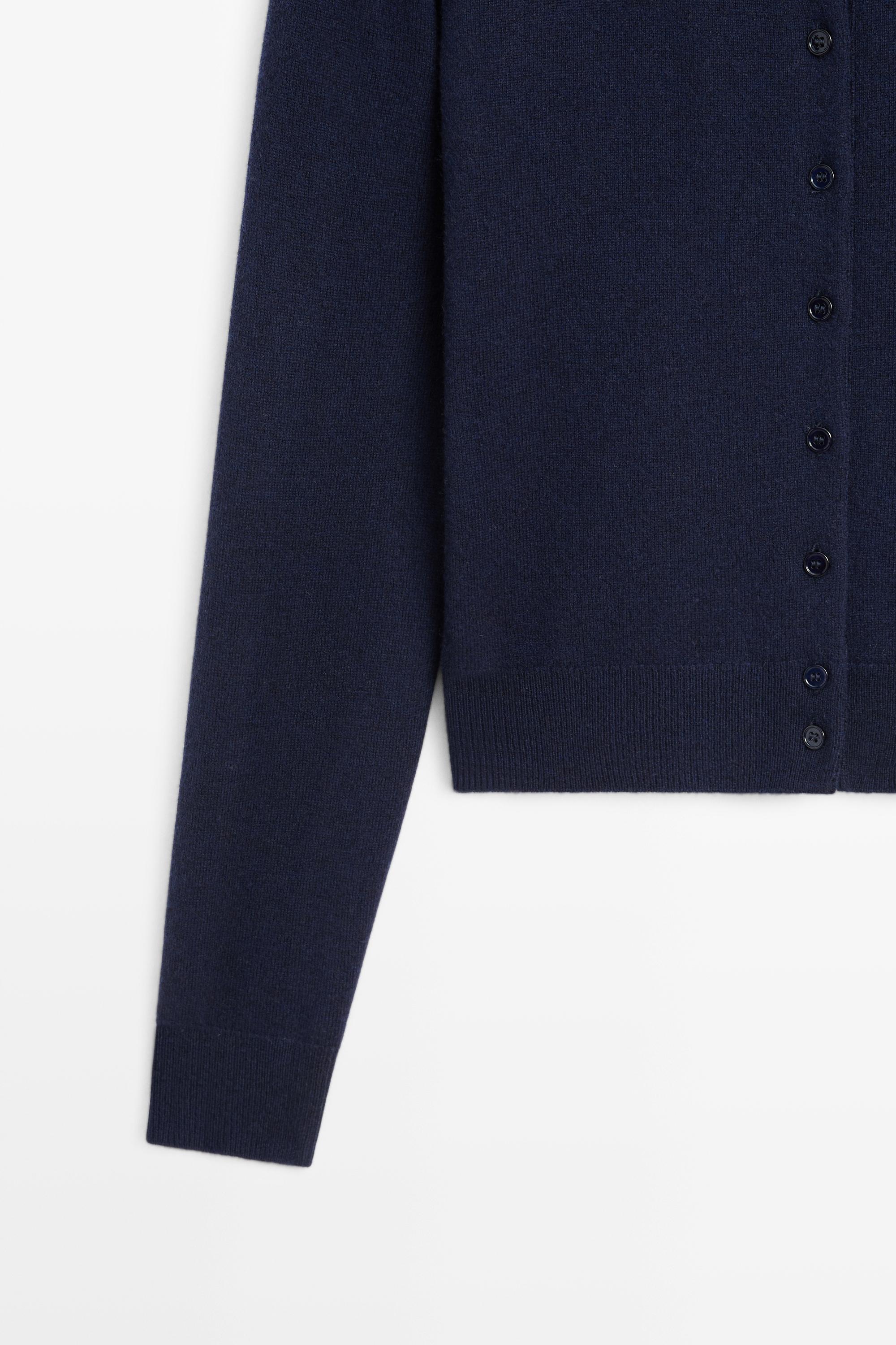 Knit cardigan with button detail — NAVY BLUE (alternate view)