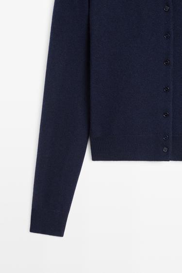 Knit cardigan with button detail — NAVY BLUE 7