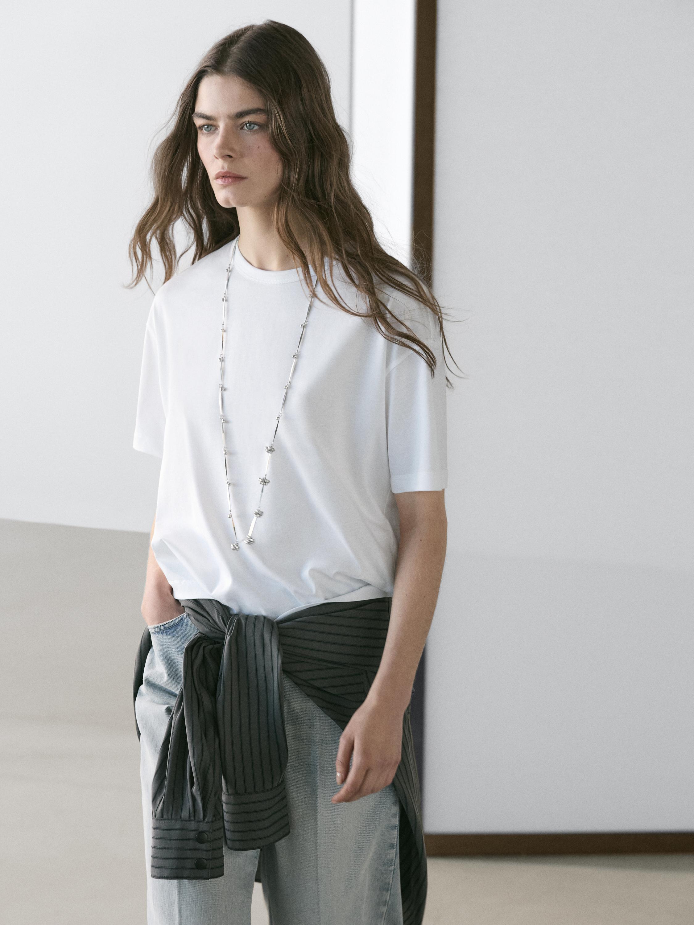 Ballon-T-Shirt aus Baumwolle mit kurzen Ärmeln