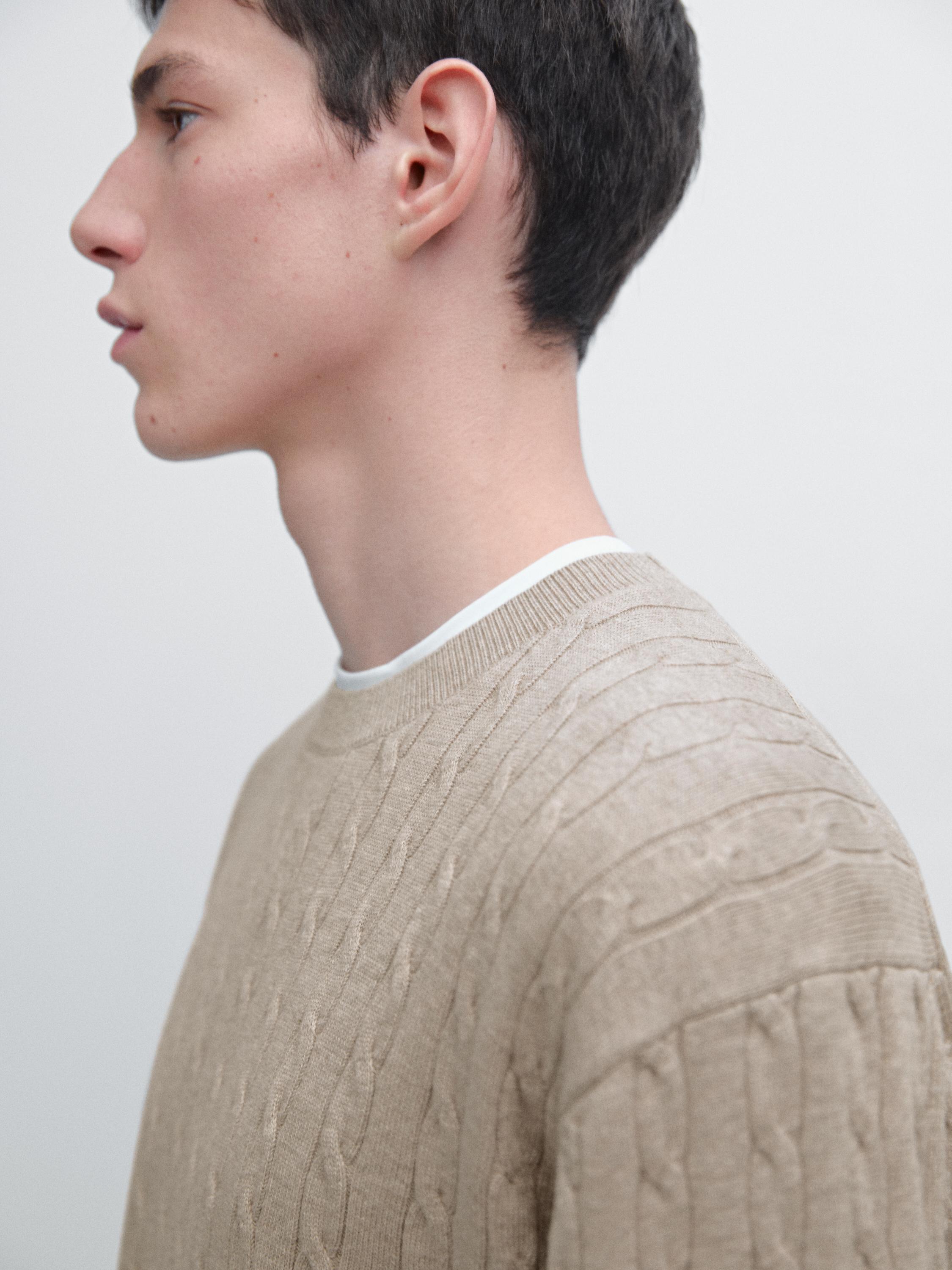 100% cotton cable-knit sweater — MINK