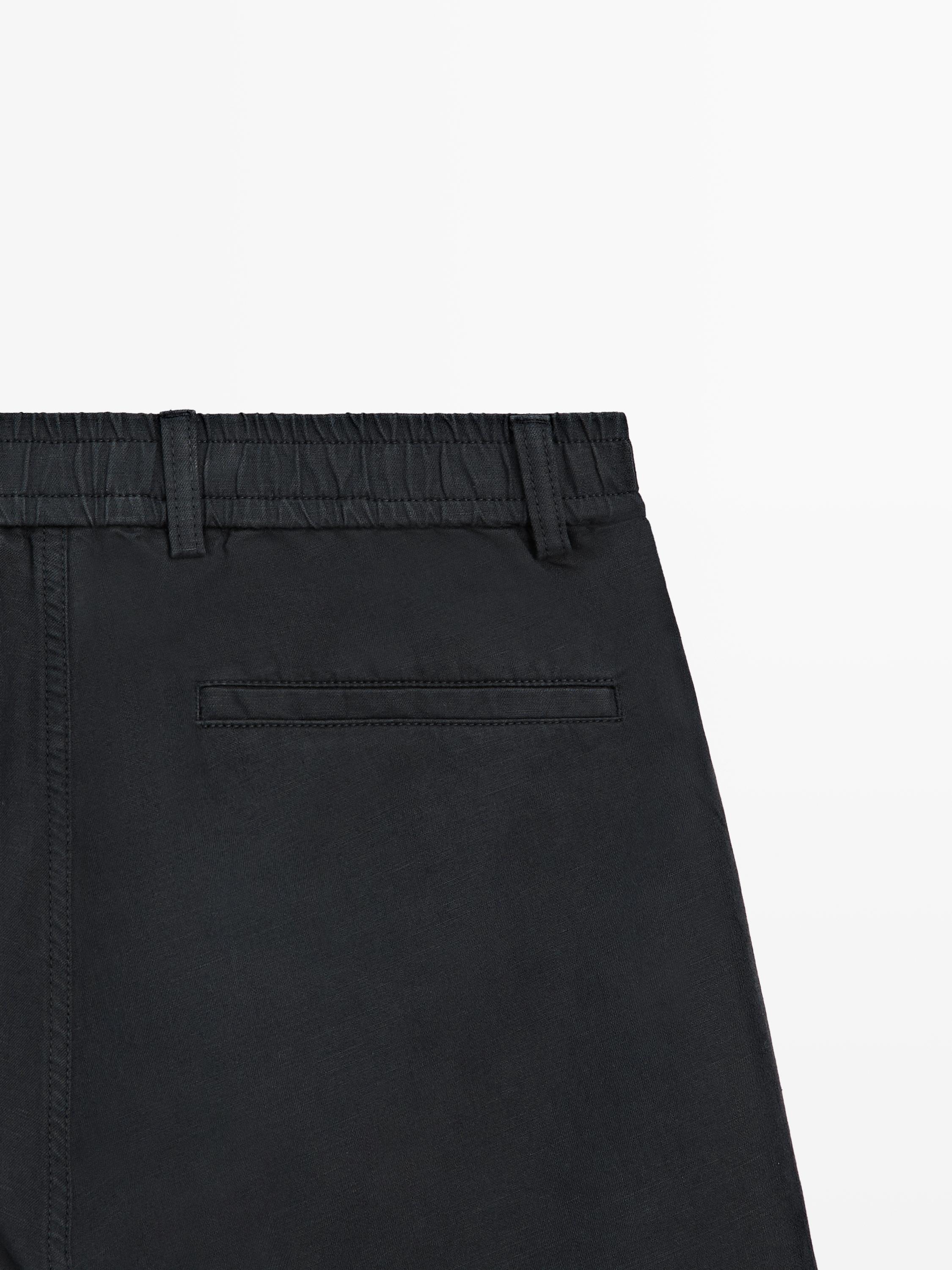 Linen blend Bermuda shorts — NAVY BLUE