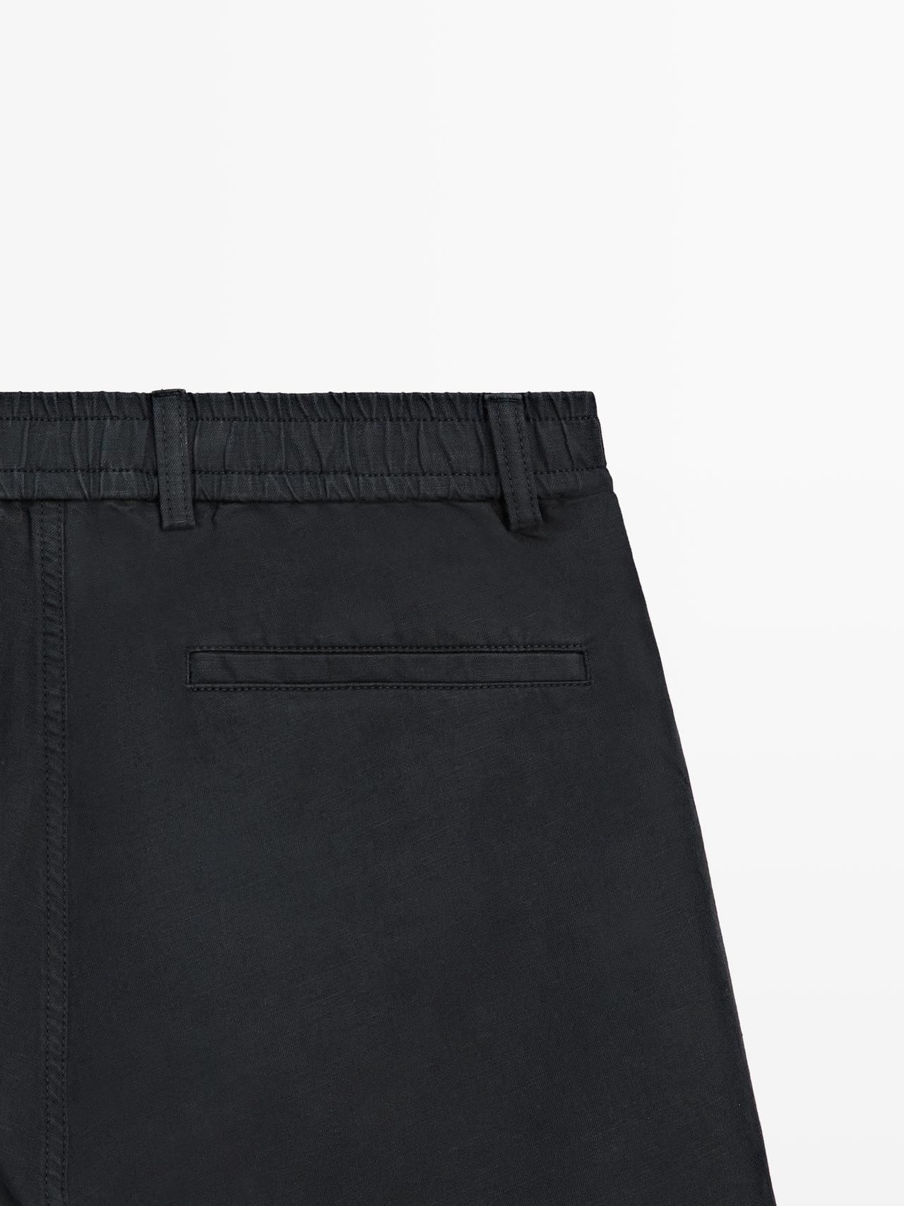 Linen blend Bermuda shorts — NAVY BLUE