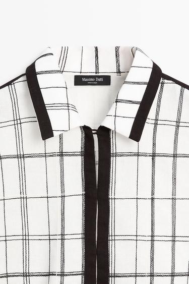 Cotton blend check shirt — WHITE 9