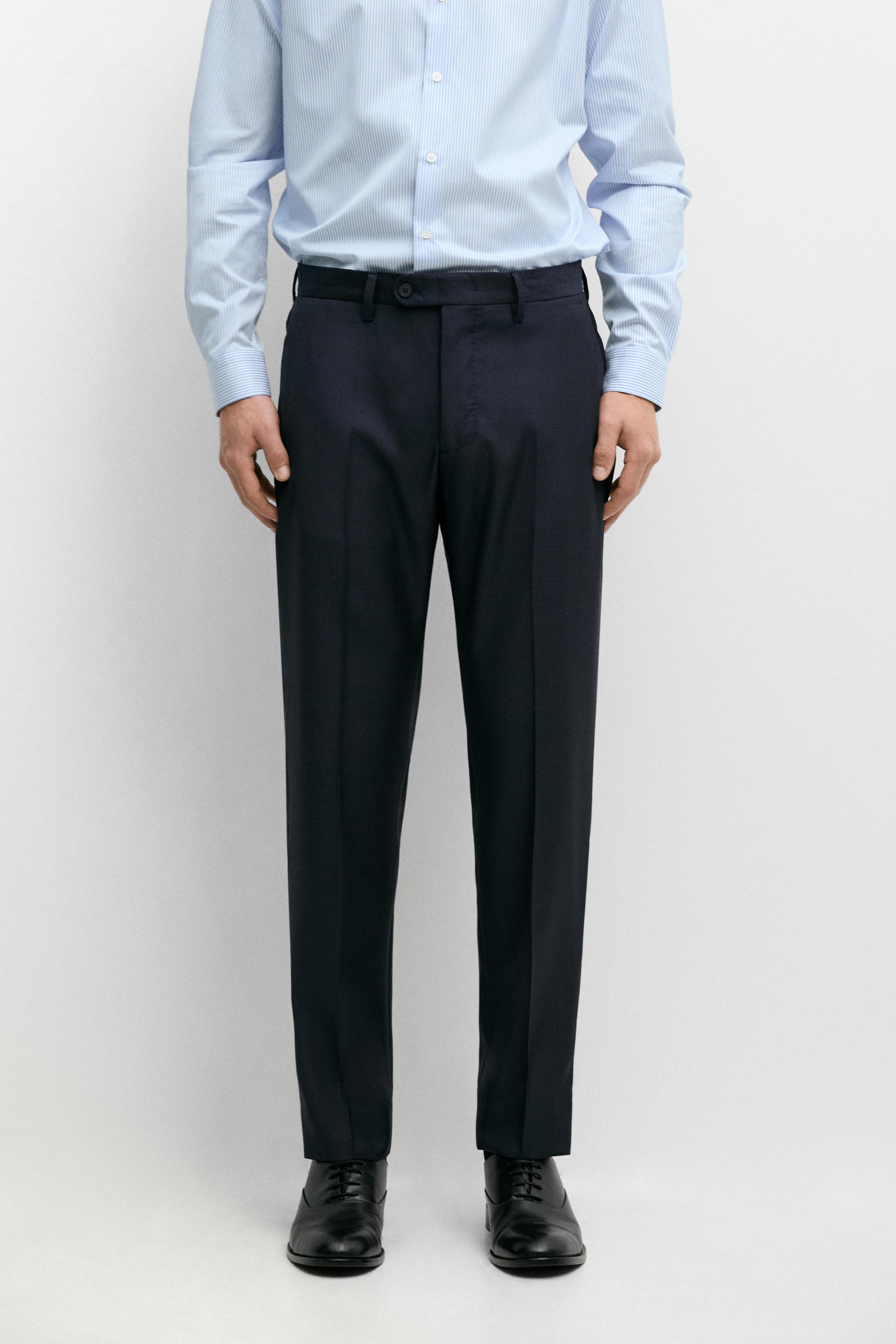 100% wool suit trousers — NAVY BLUE