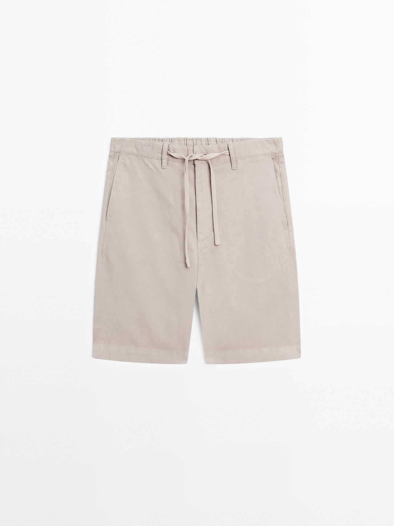 Massimo Dutti - Herre - Jogginglignende Bermudashorts I Bomuldsblanding - Grå - Xxl