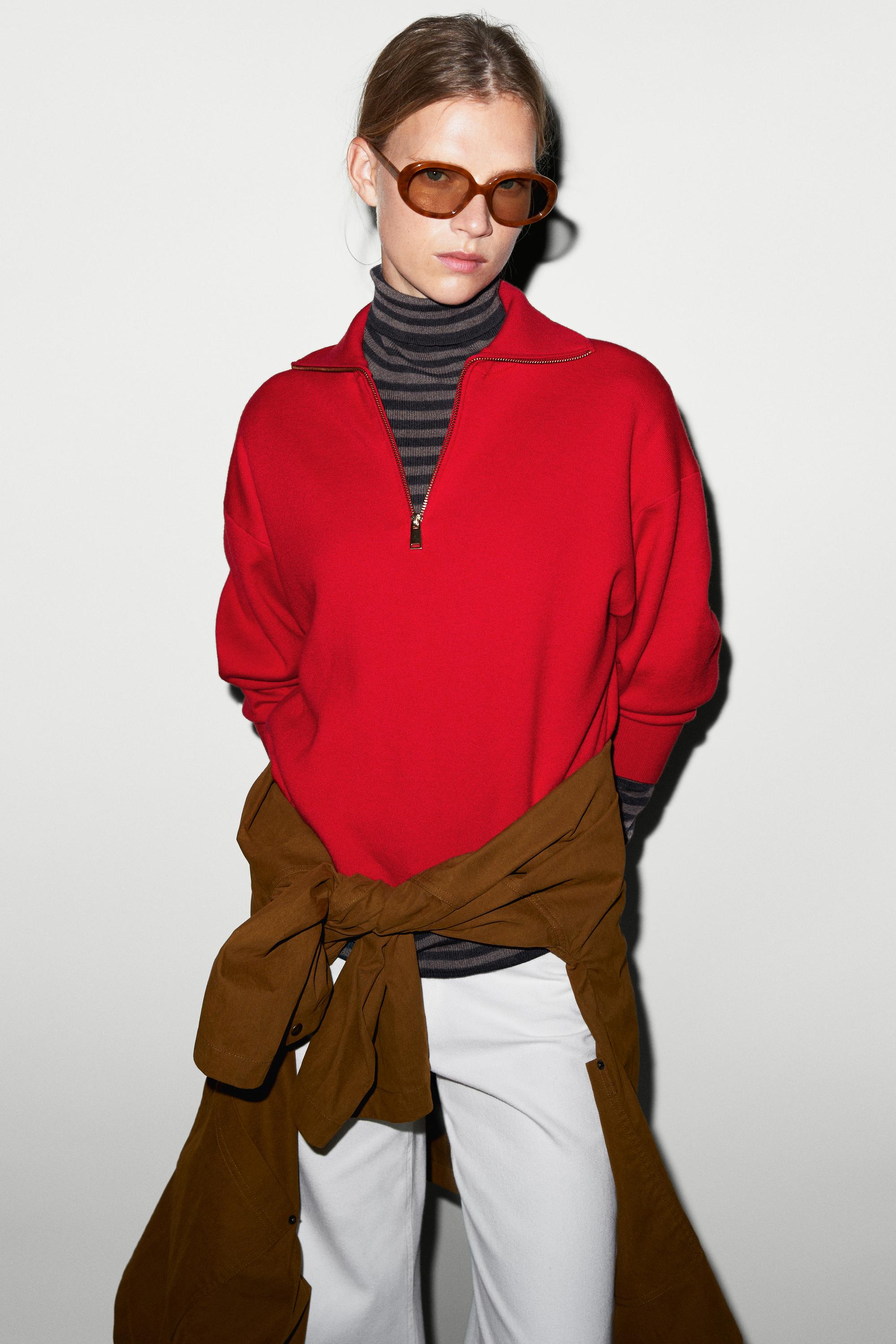 Pull polo en maille zippé coton