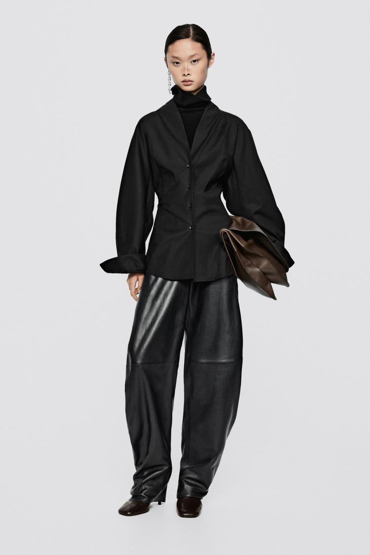 Poplin tuxedo-style collar shirt - LIMITED EDITION — BLACK