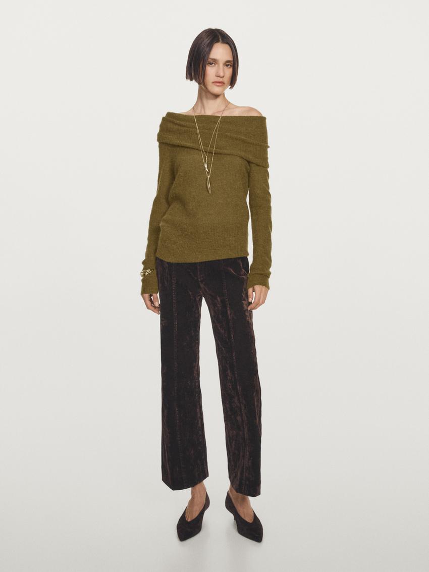 Flocked Cotton V Front Jean - Dark Chocolate
