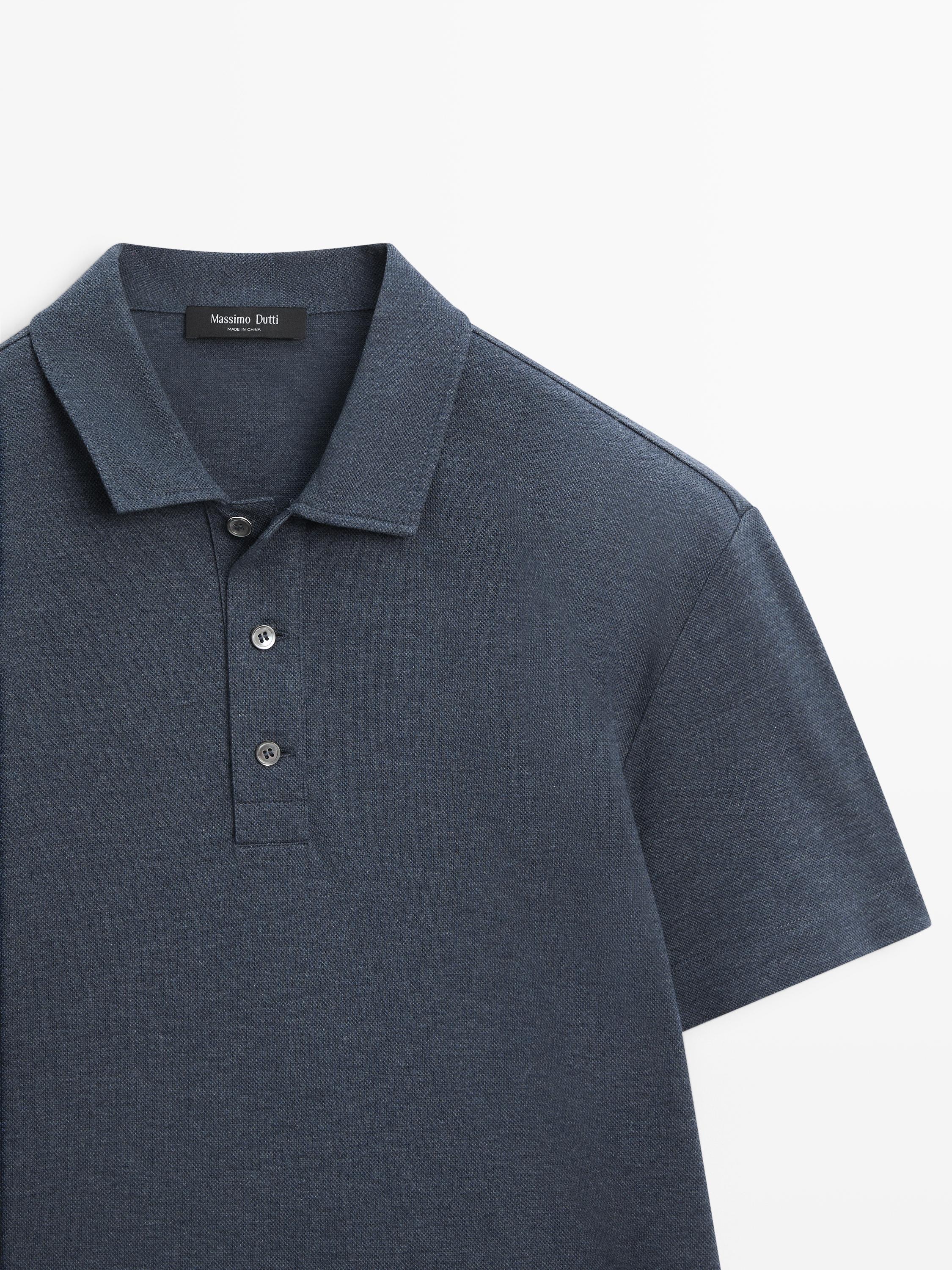 Short sleeve cotton polo shirt — INDIGO
