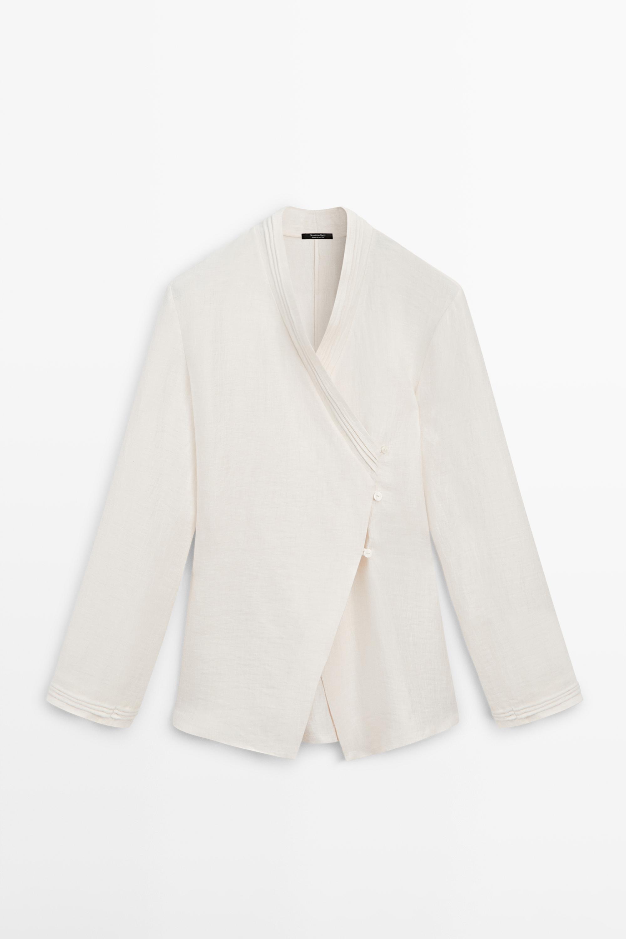 Linen blend kimono with lapel detail