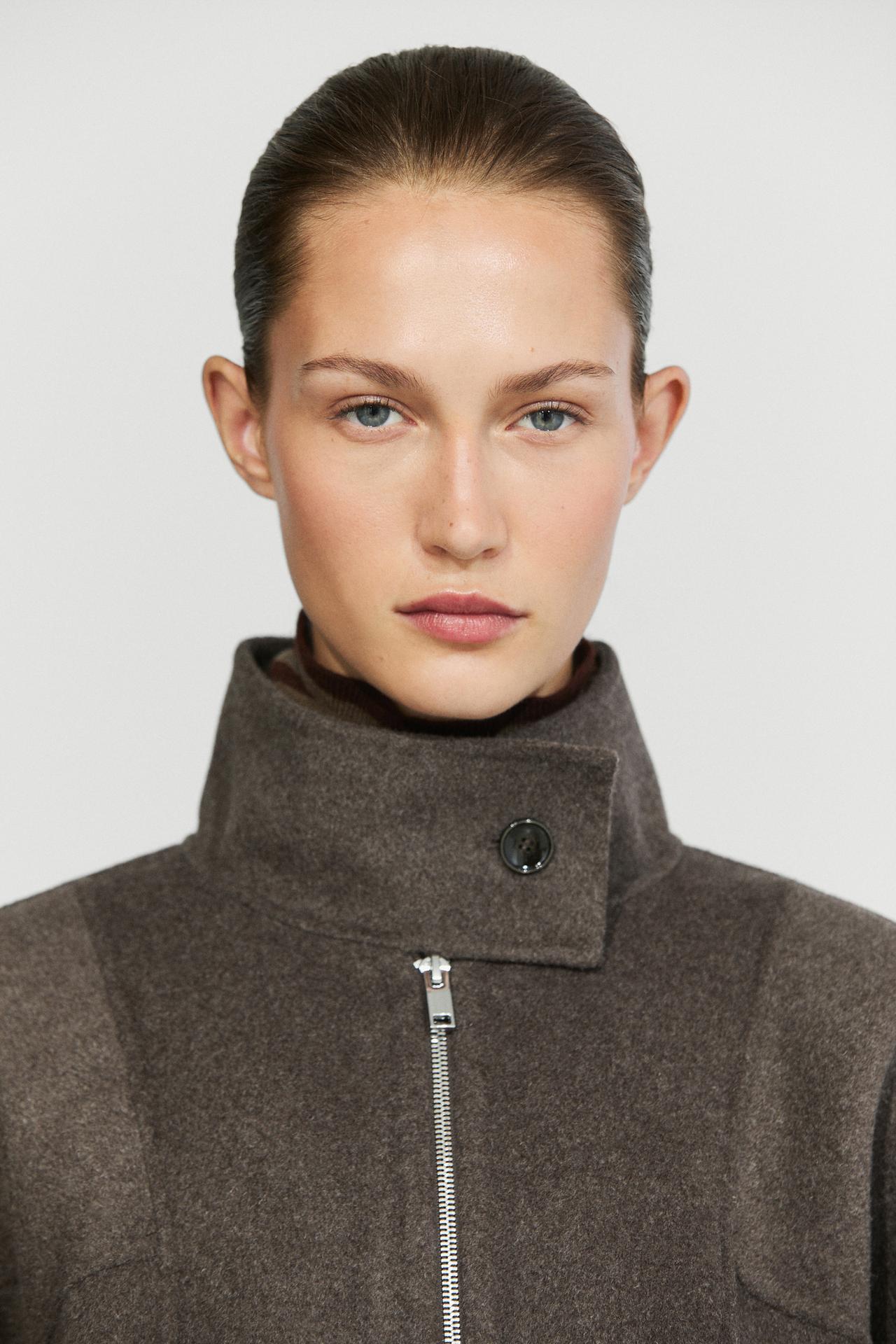 Wool blend bomber jacket — BROWN