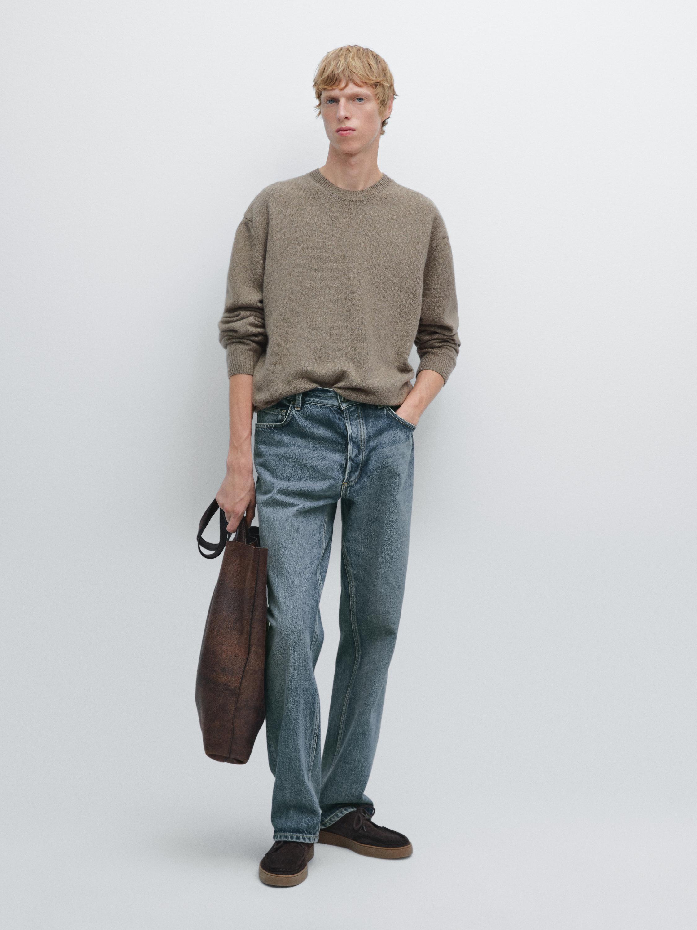 Pull en maille chinée à col rond