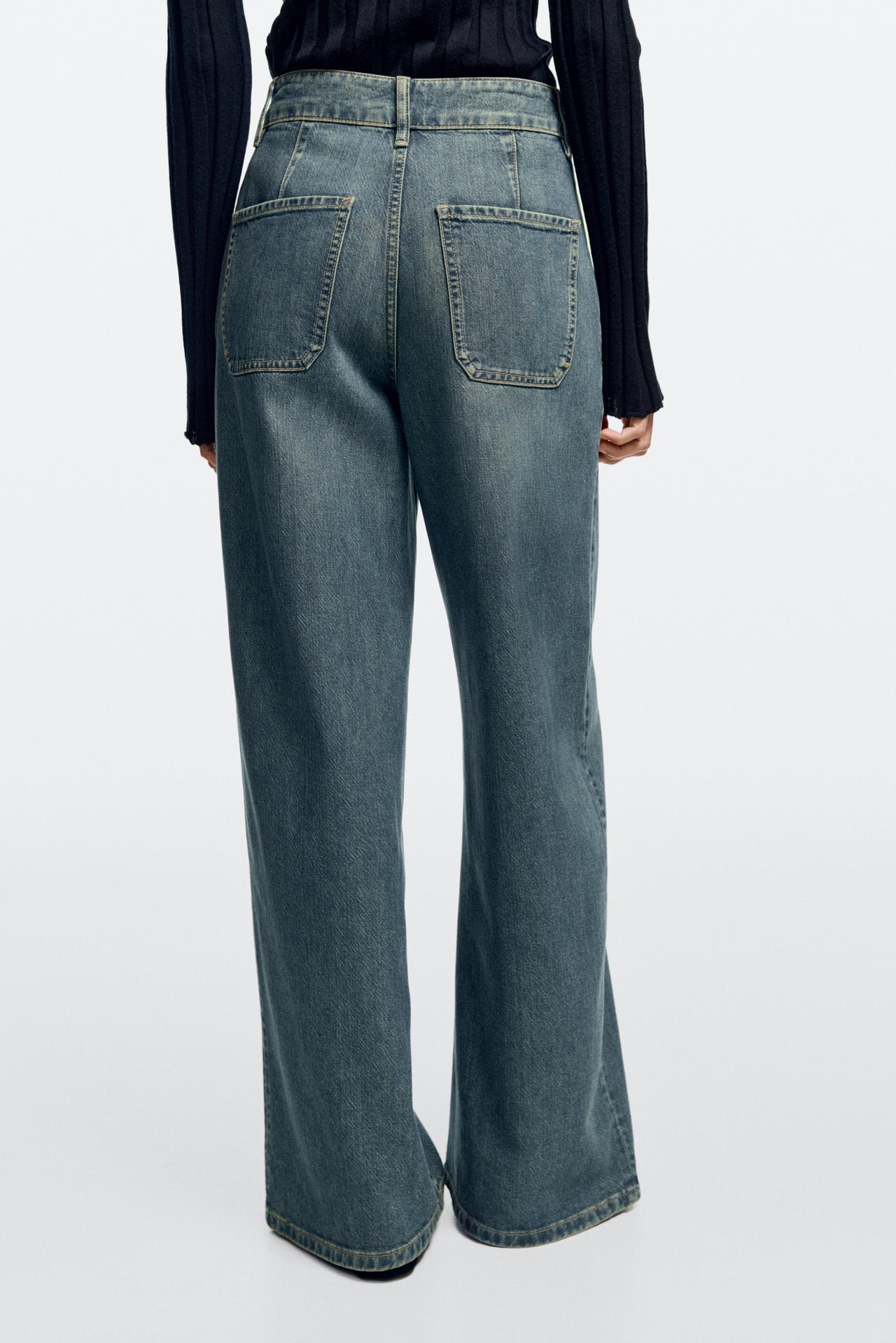 High-waist wide-leg jeans total look — BLUE