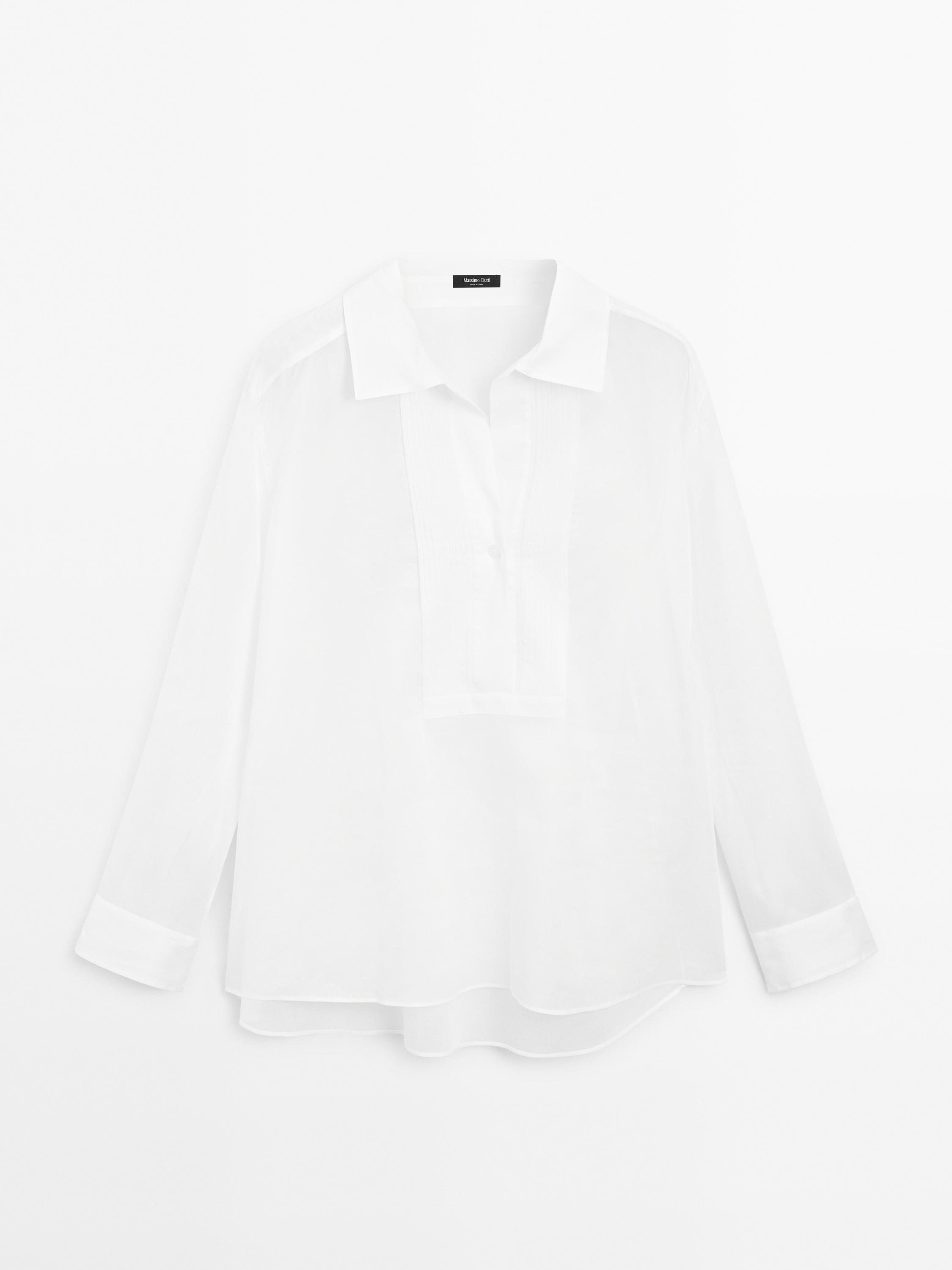 Lightweight cotton shirt with pintucks