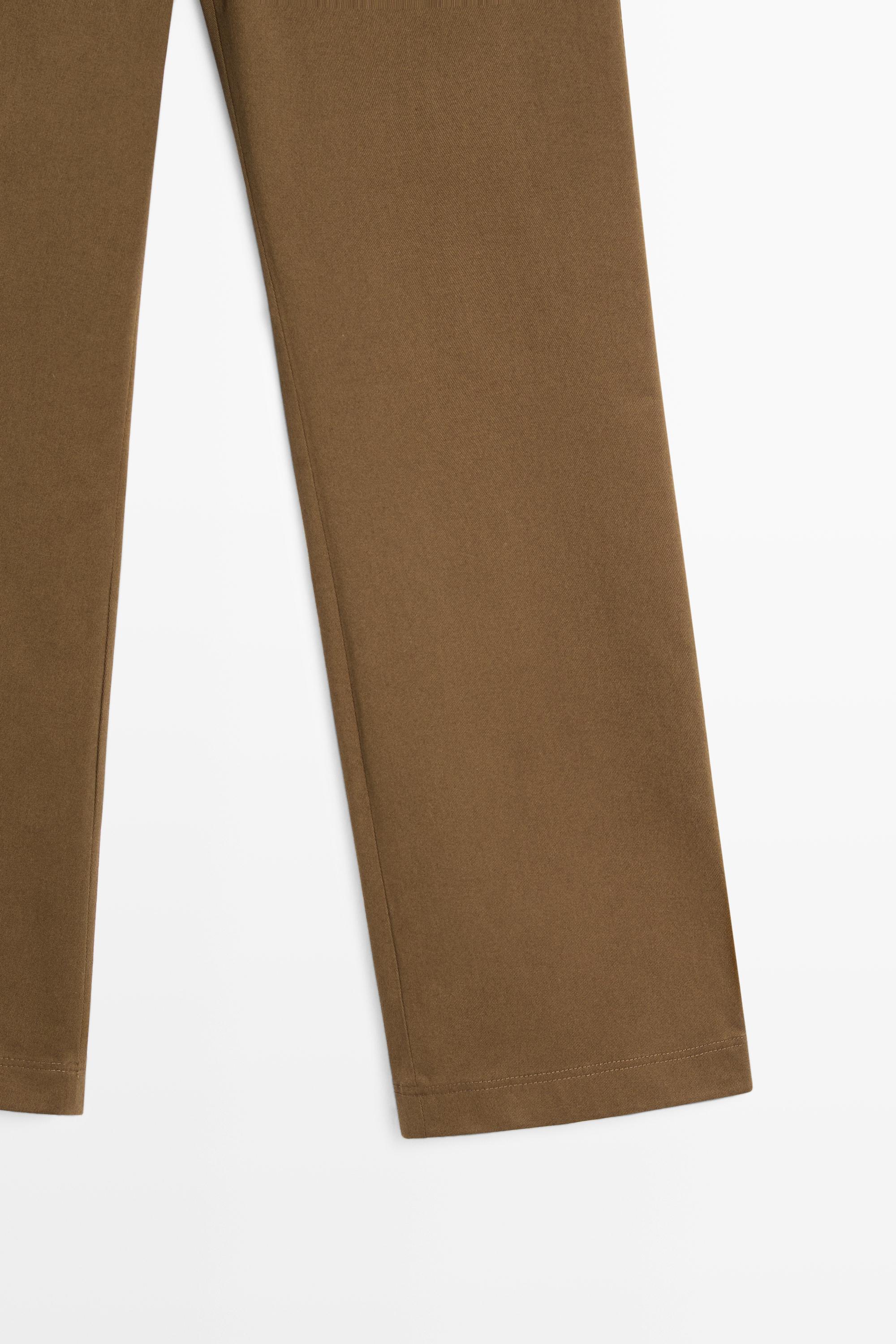 Cotton blend kick flare pants — BROWN