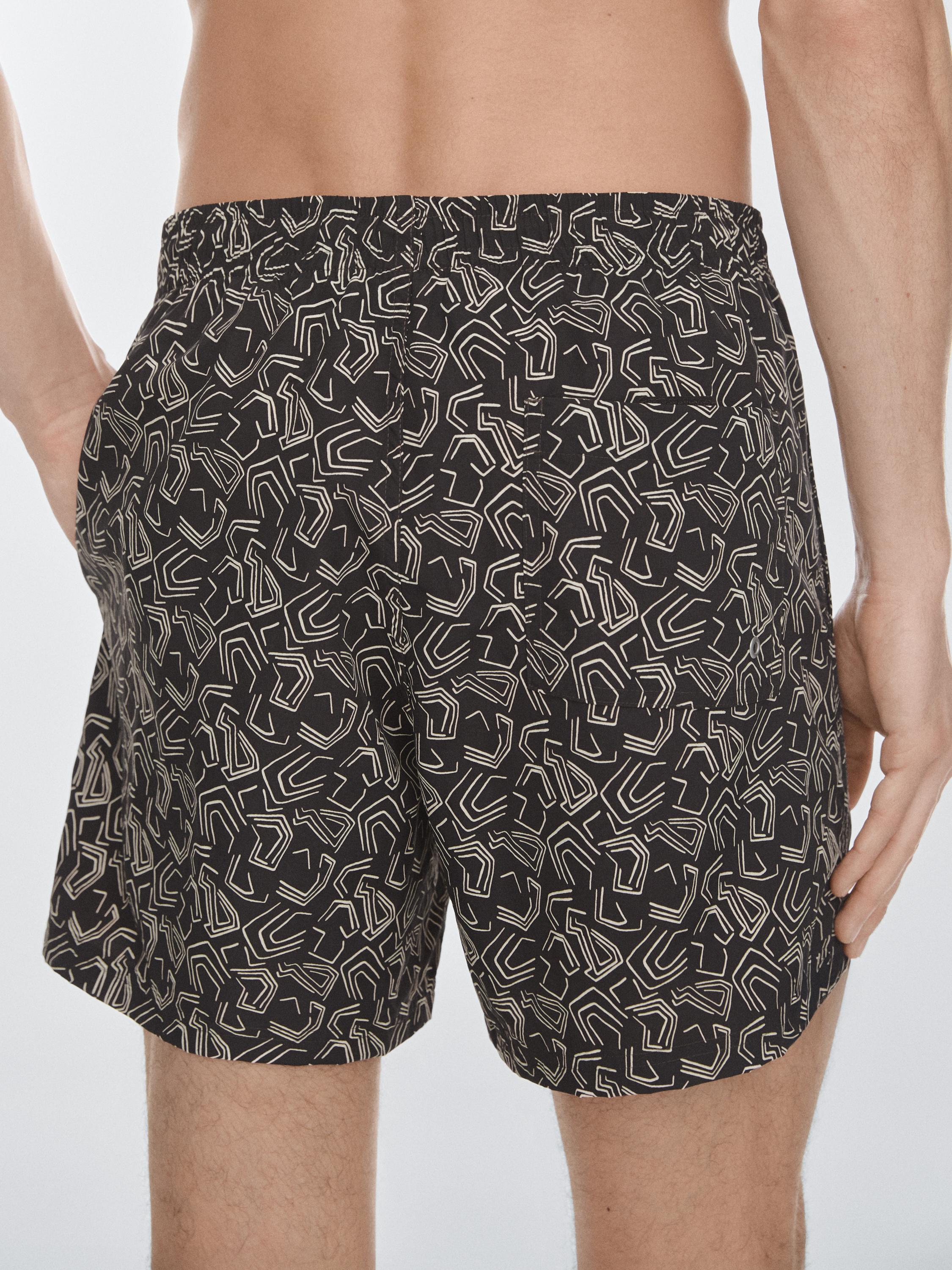 Abstract print swimsuit — BROWN