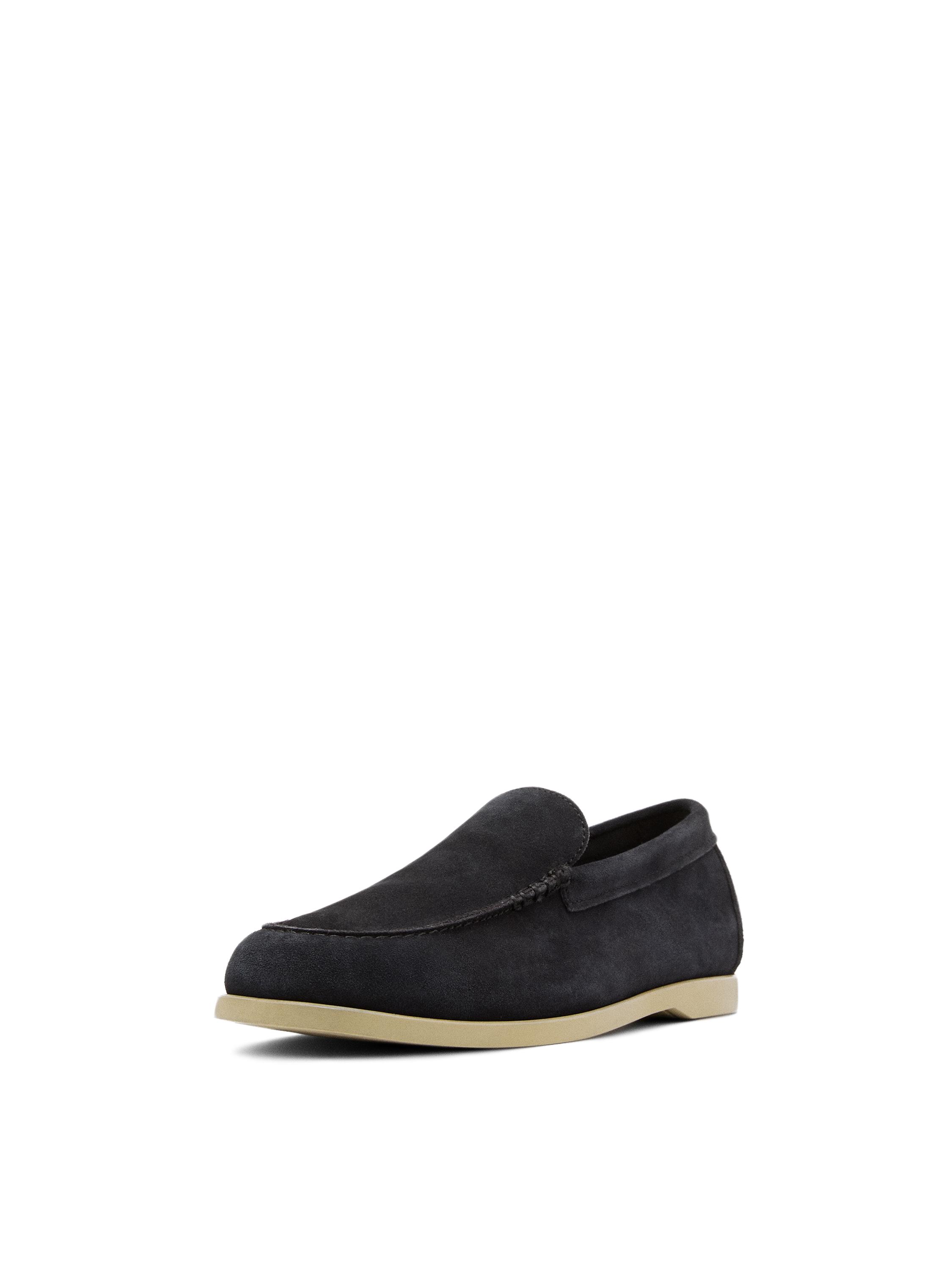 Soft split leather loafers — Dark blue