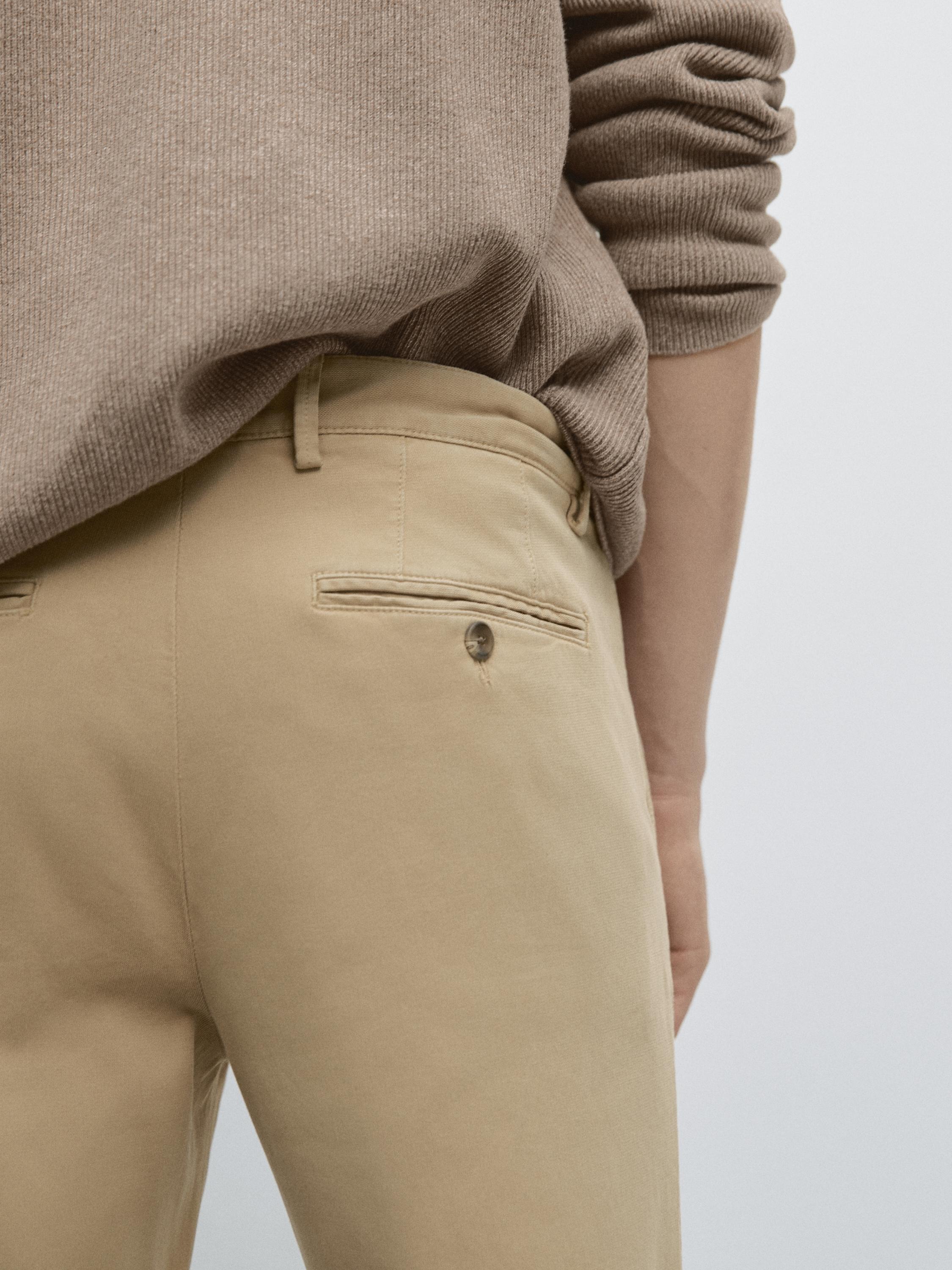 Slim-fit micro-textured trousers — OCHRE