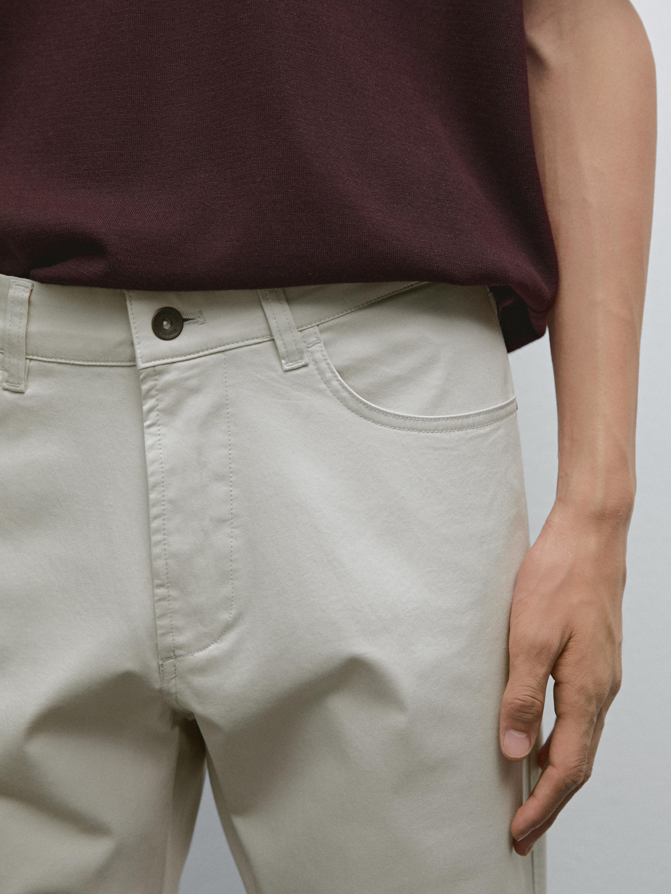 Slim fit lightweight textured trousers