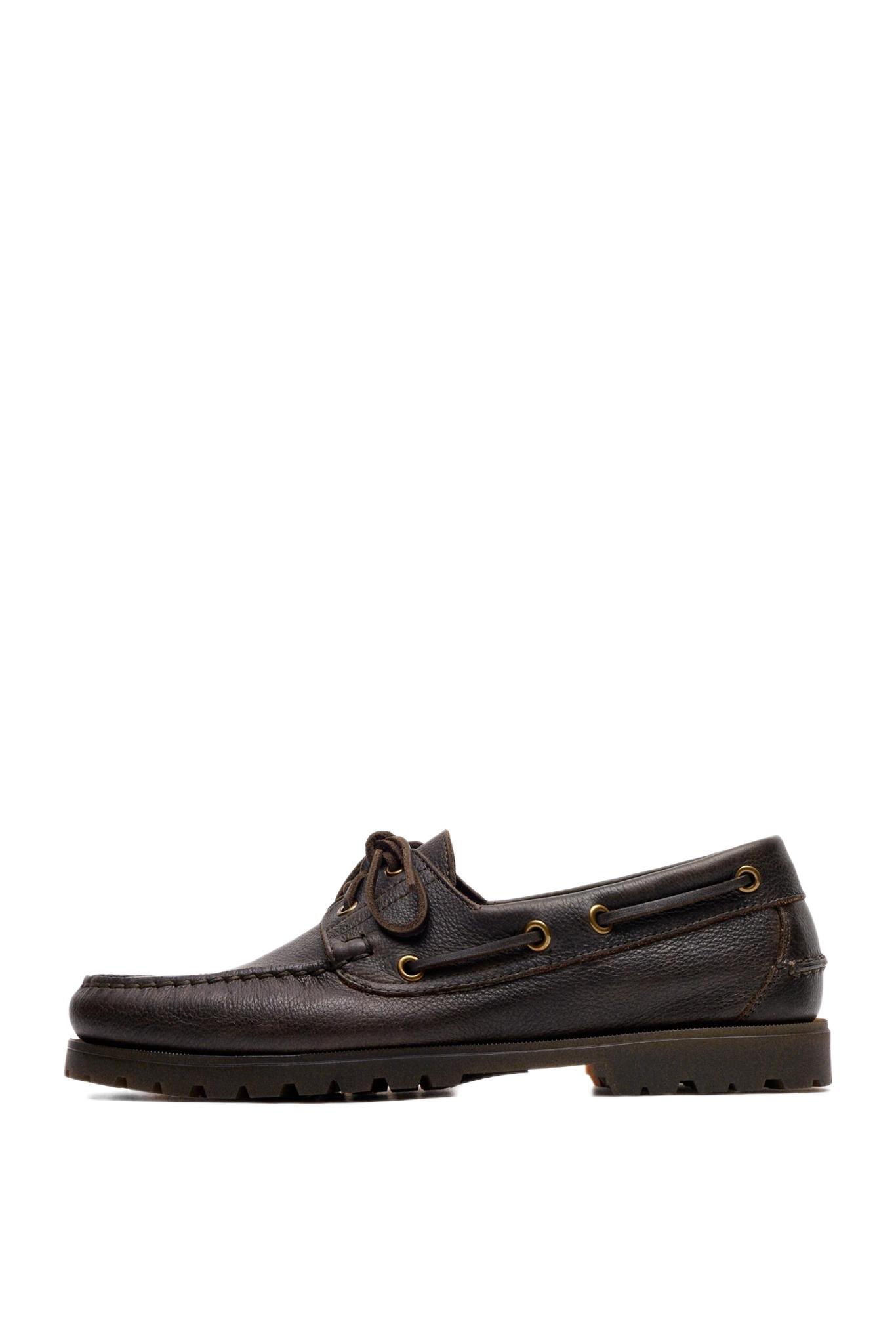 Nappa leather boat shoe — BROWN